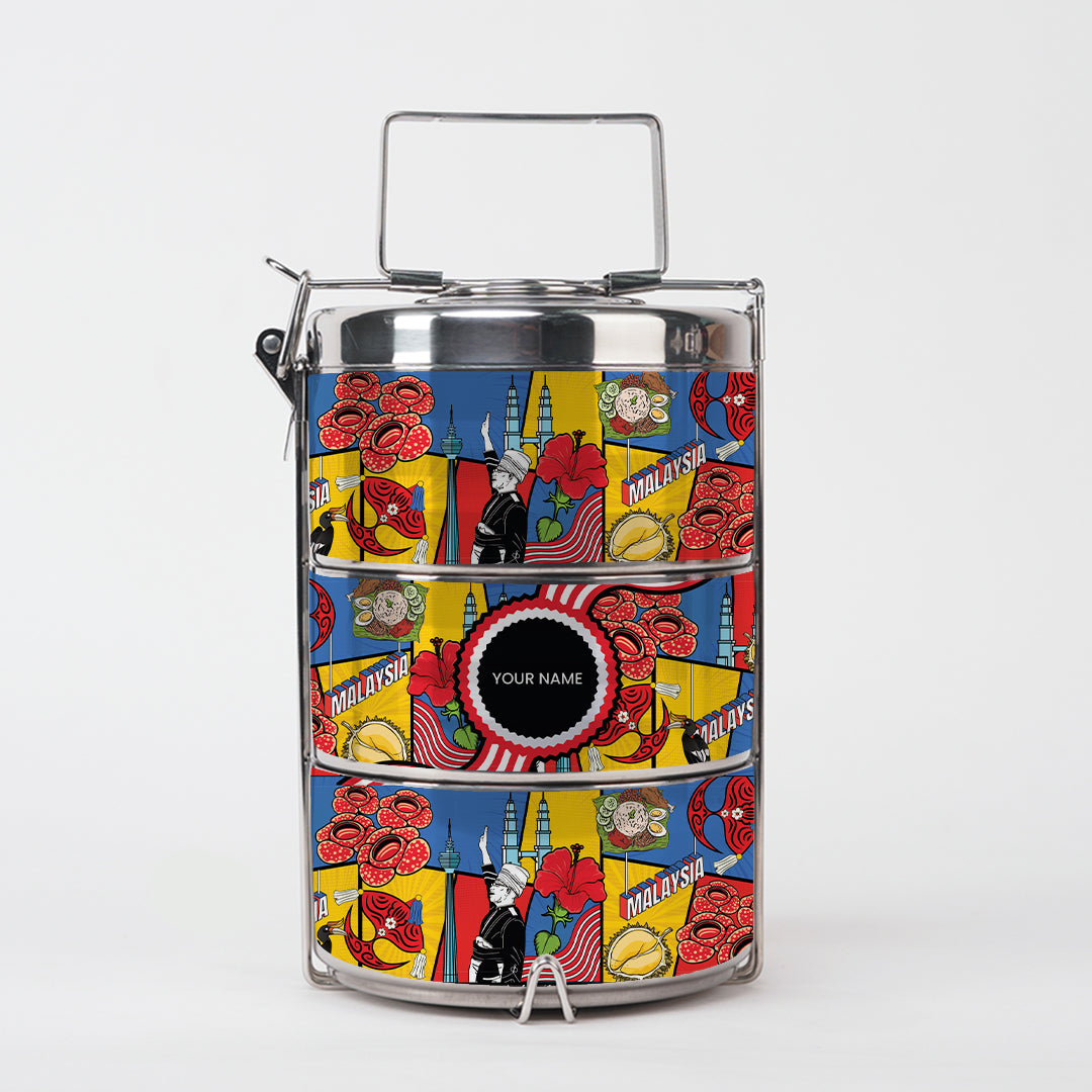 Merdeka Abstract Three Tier Tiffin Carrier