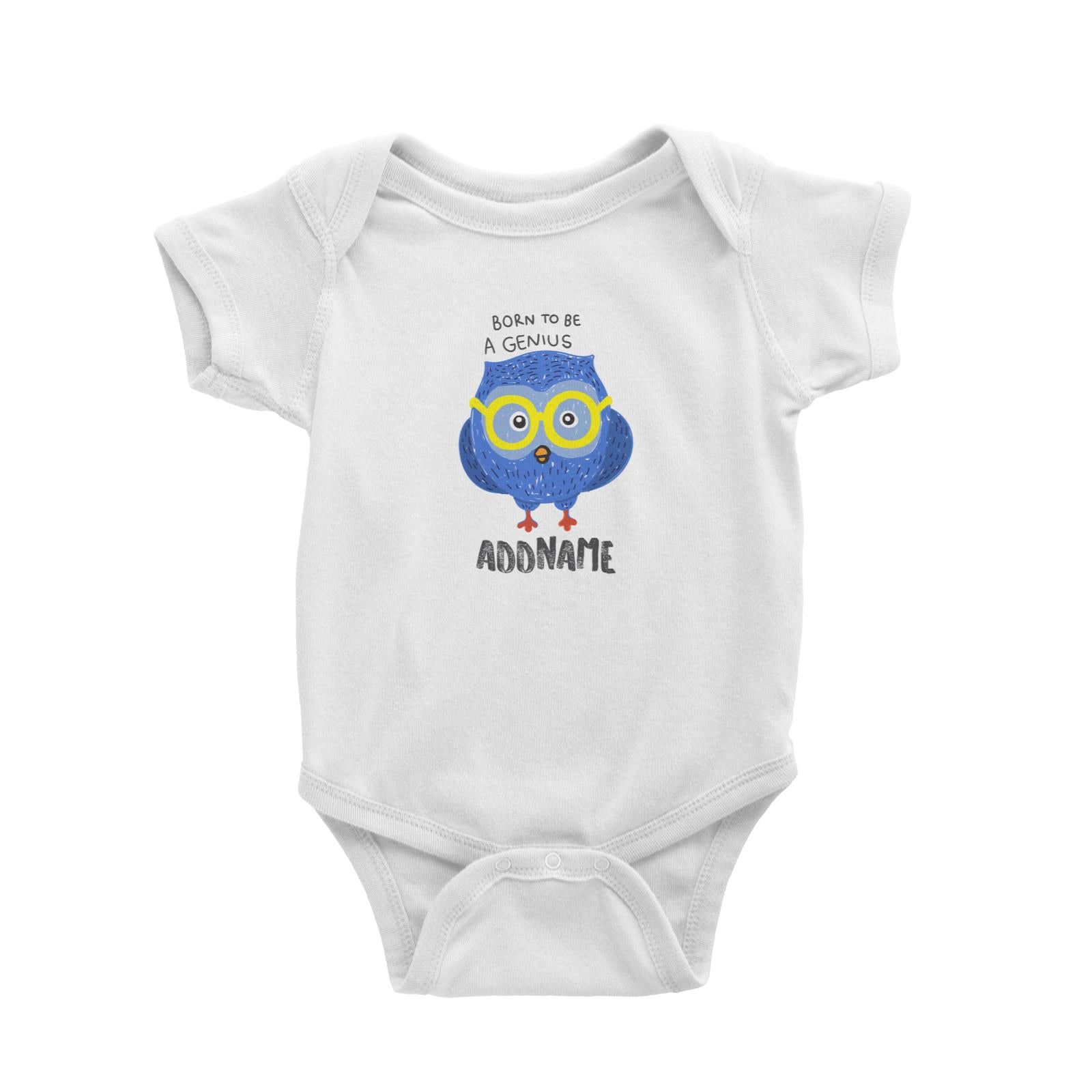 Cool Cute Animals Owl Born To Be A Genius Addname Baby Romper