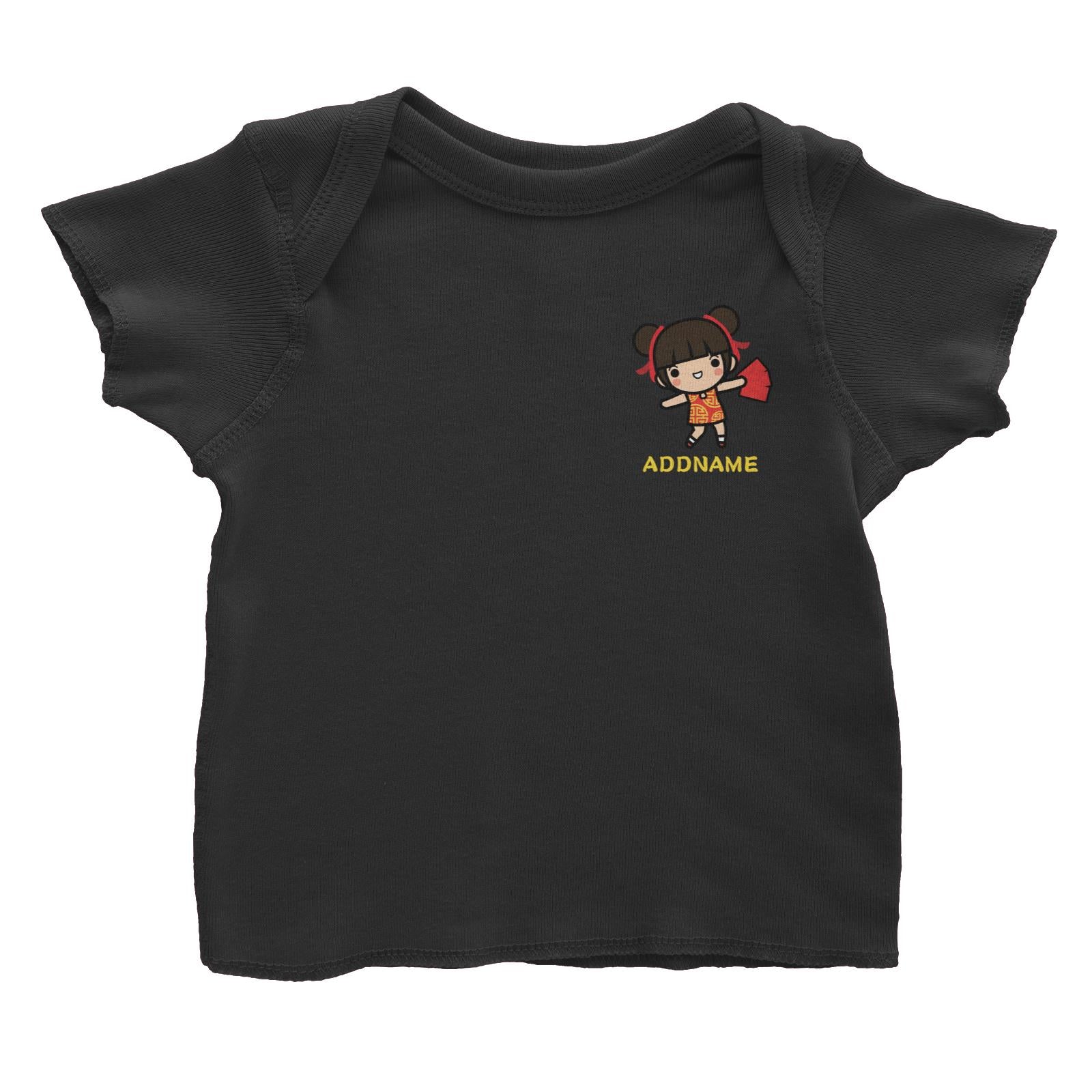 Prosperity CNY Girl with Red Packets Pocket Design Baby T-Shirt