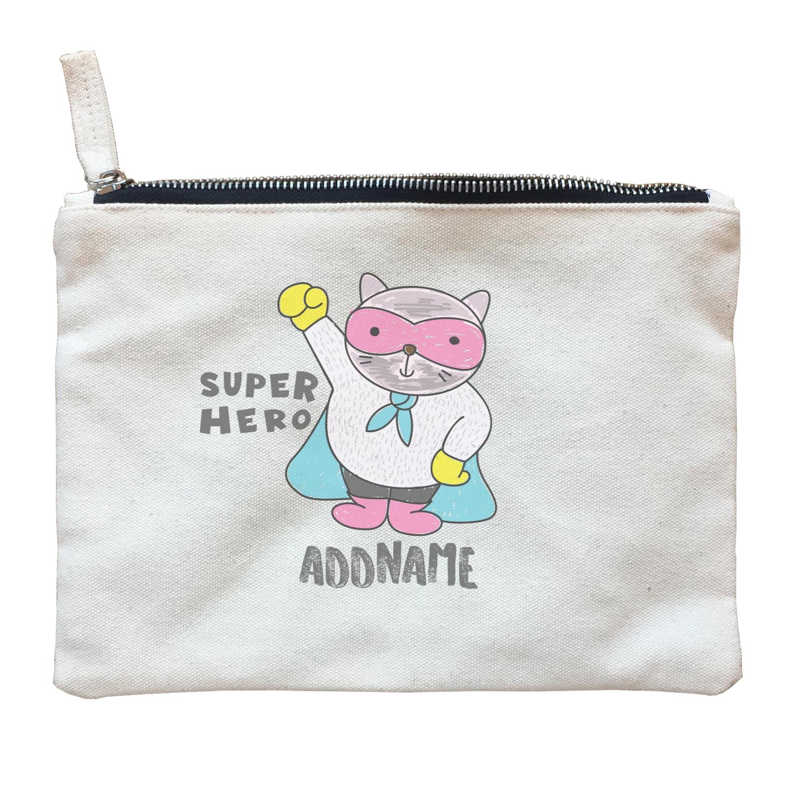 Cool Cute Animals Cats Super Hero Addname Zipper Pouch