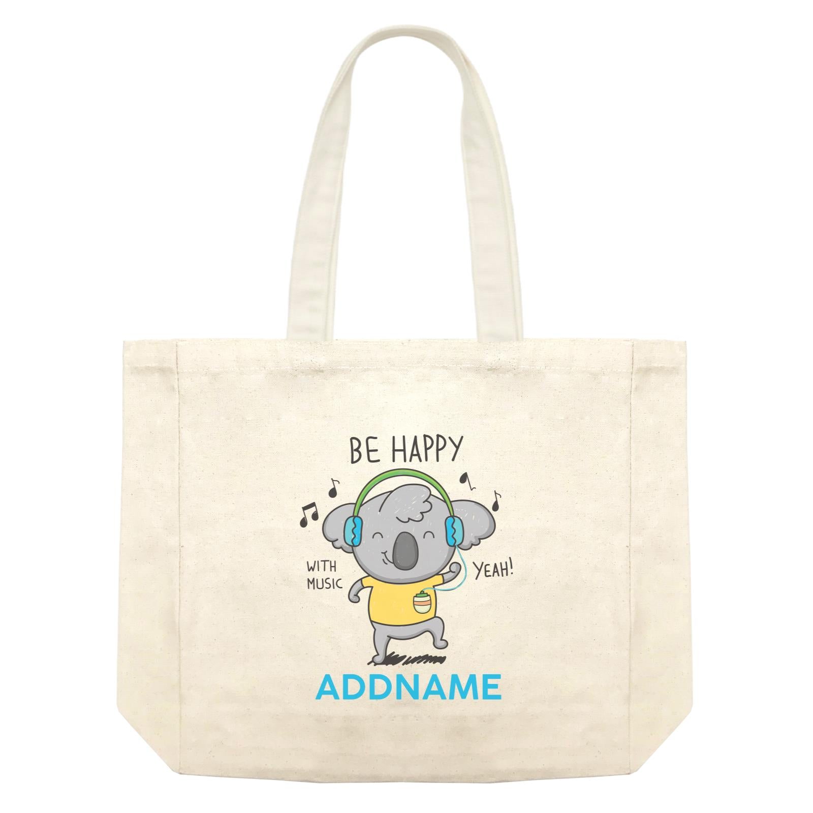 Cool Cute Animals Koala Be Happy With Music Addname Shopping Bag