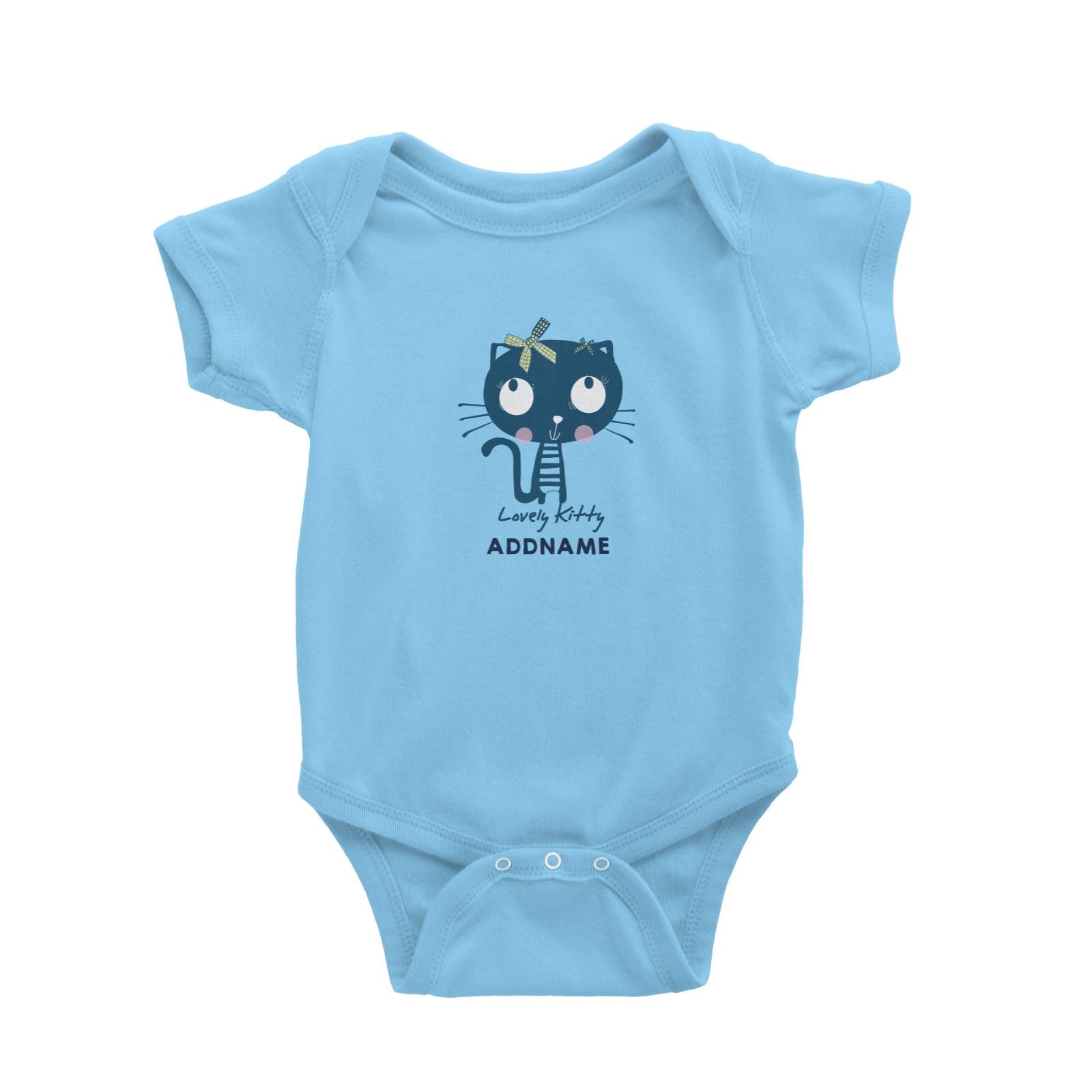 Cool Vibrant Series Lovely Blue Kitty Addname Baby Romper