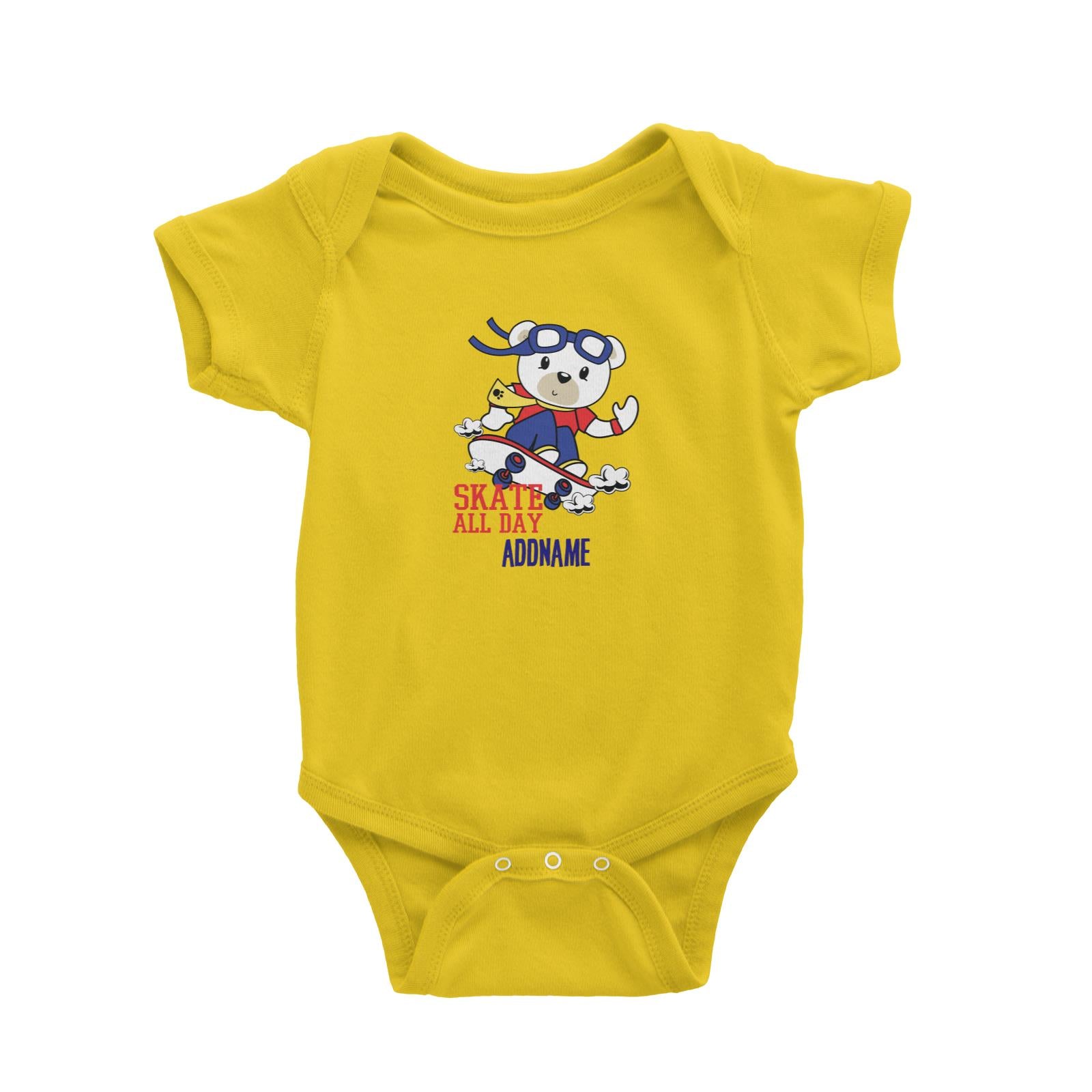 Cool Vibrant Series Bear Skate All Day Addname Baby Romper