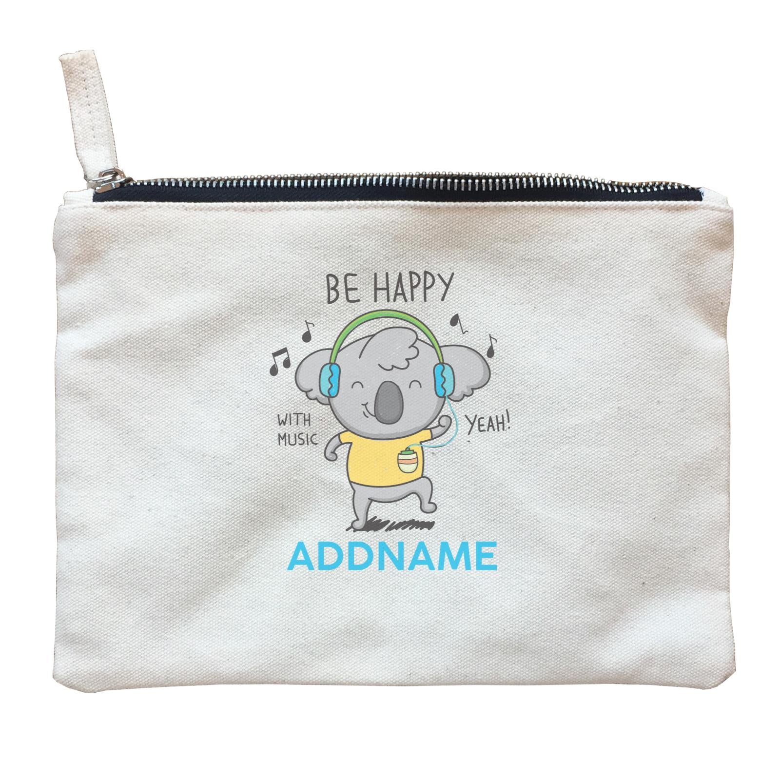 Cool Cute Animals Koala Be Happy With Music Addname Zipper Pouch