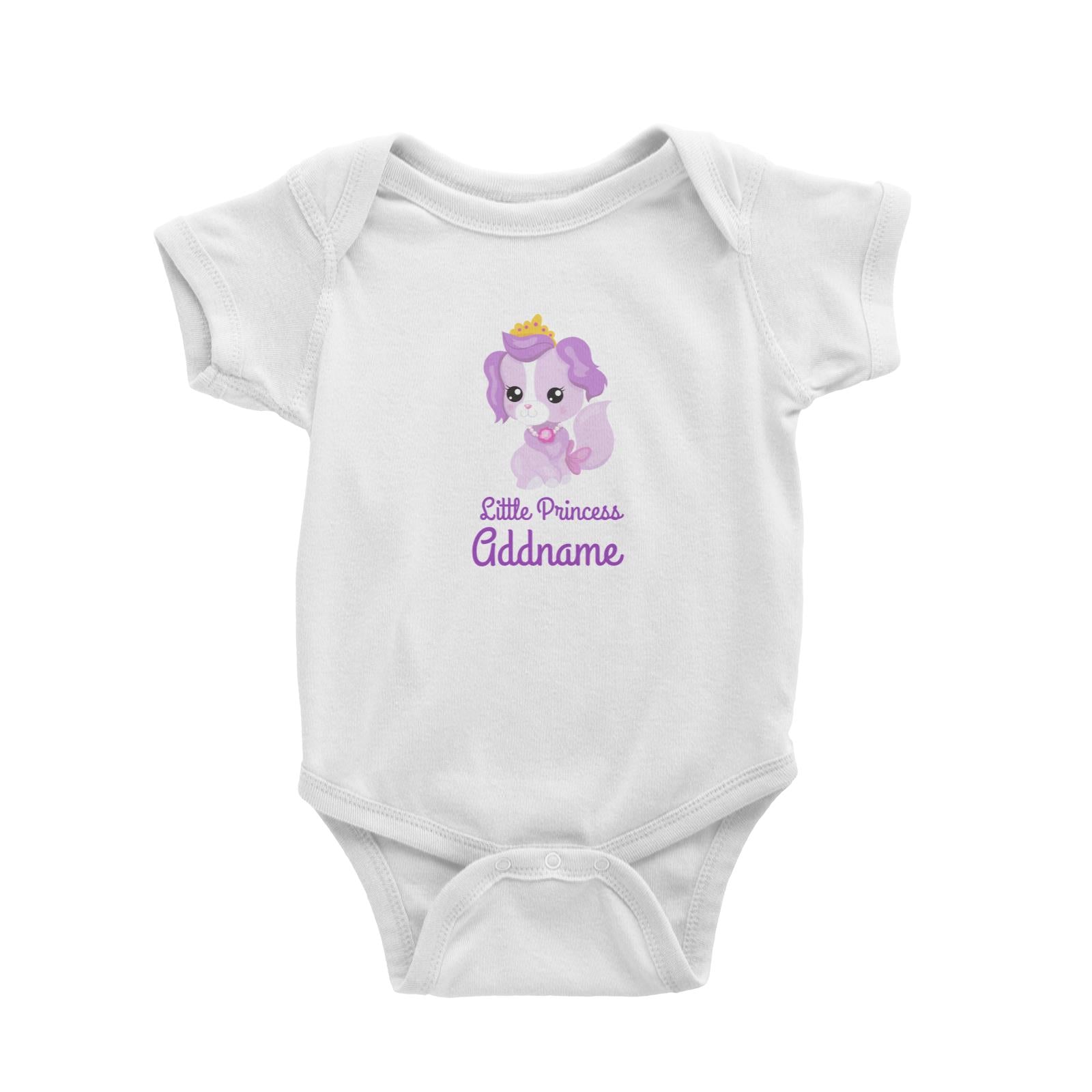 Little Princess Pets Purple Dog with Crown Addname White Baby Romper