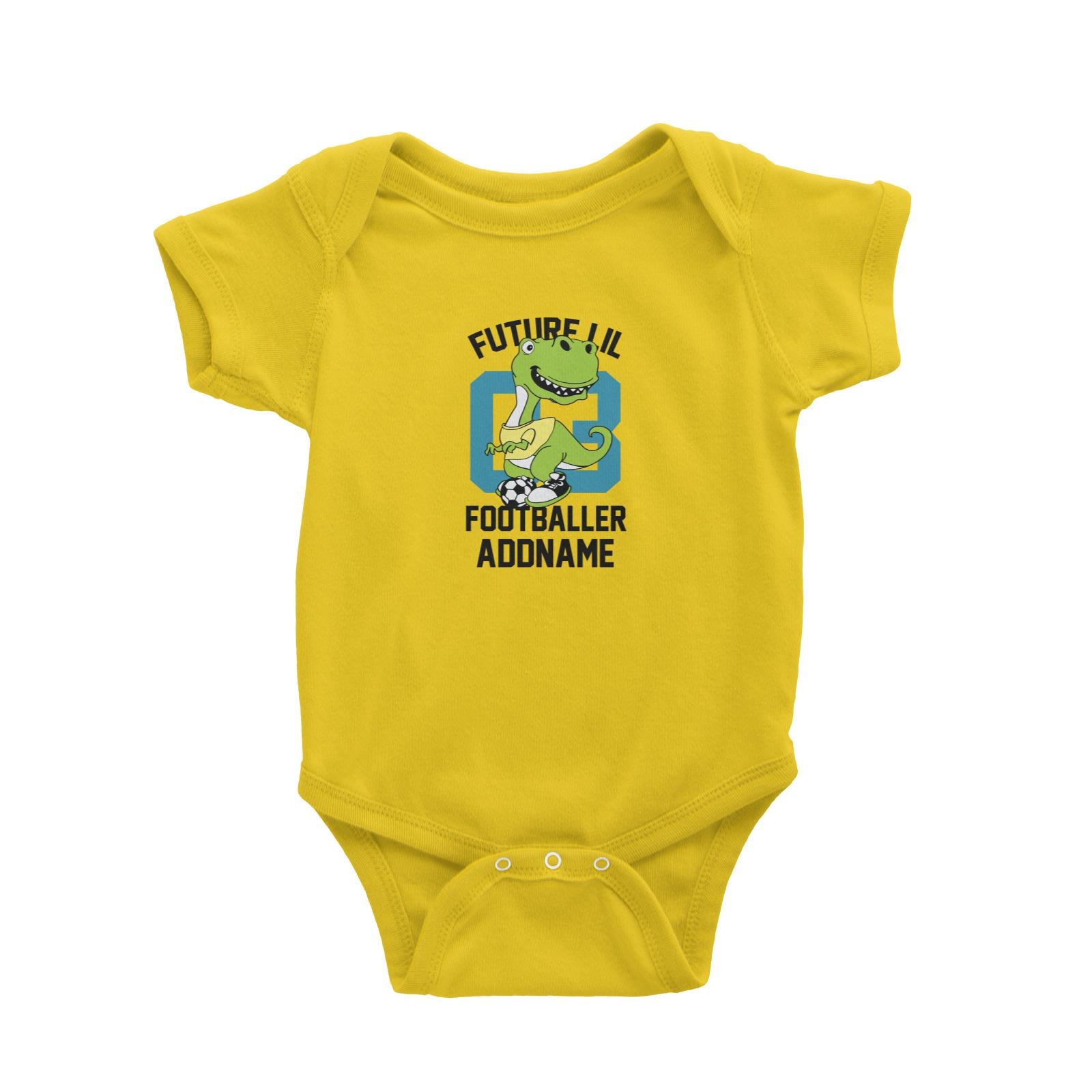 Cool Vibrant Series Future Lil Footballer Dinosaur Addname Baby Romper