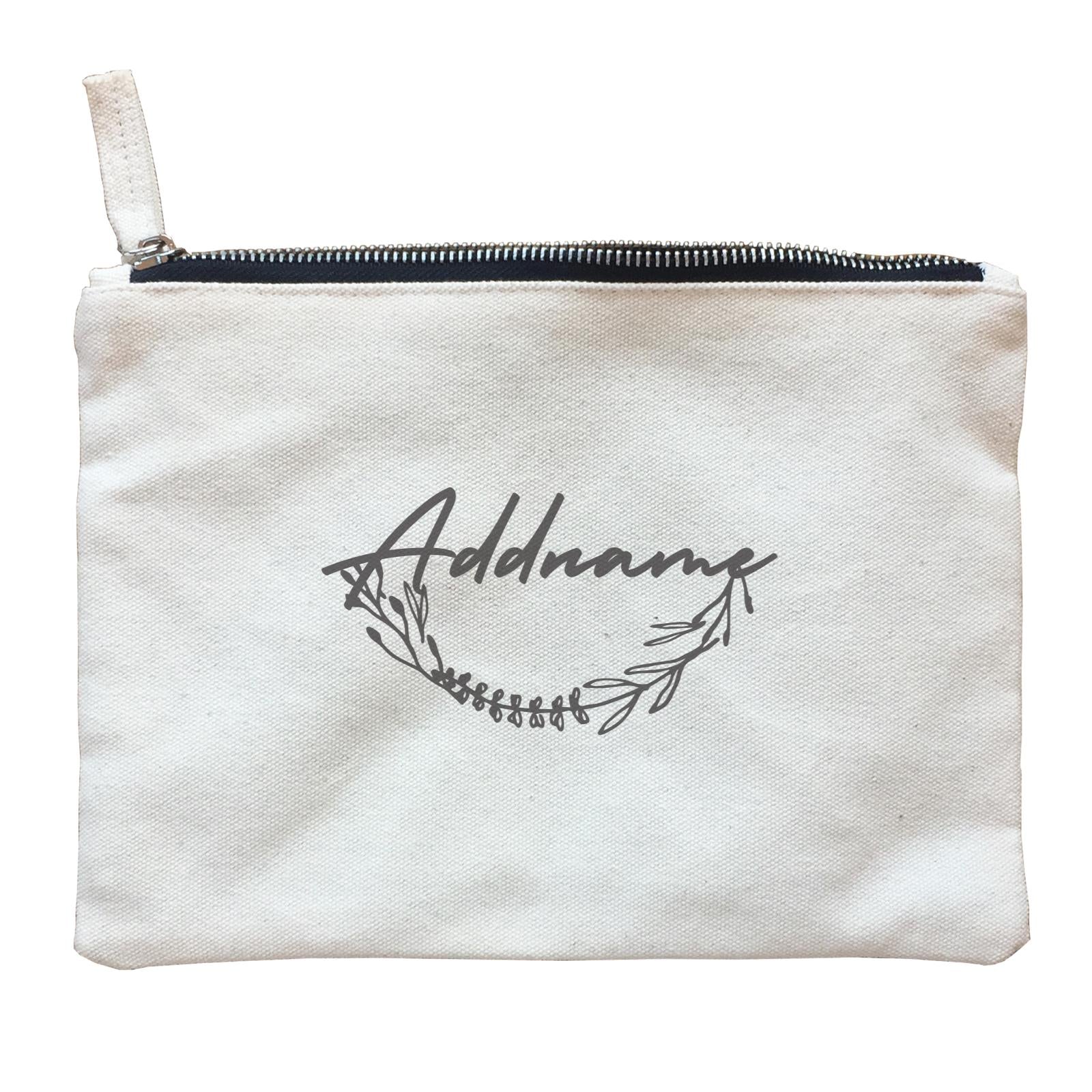 Bridesmaid Monochrome Baby Breath Addname Accessories Zipper Pouch