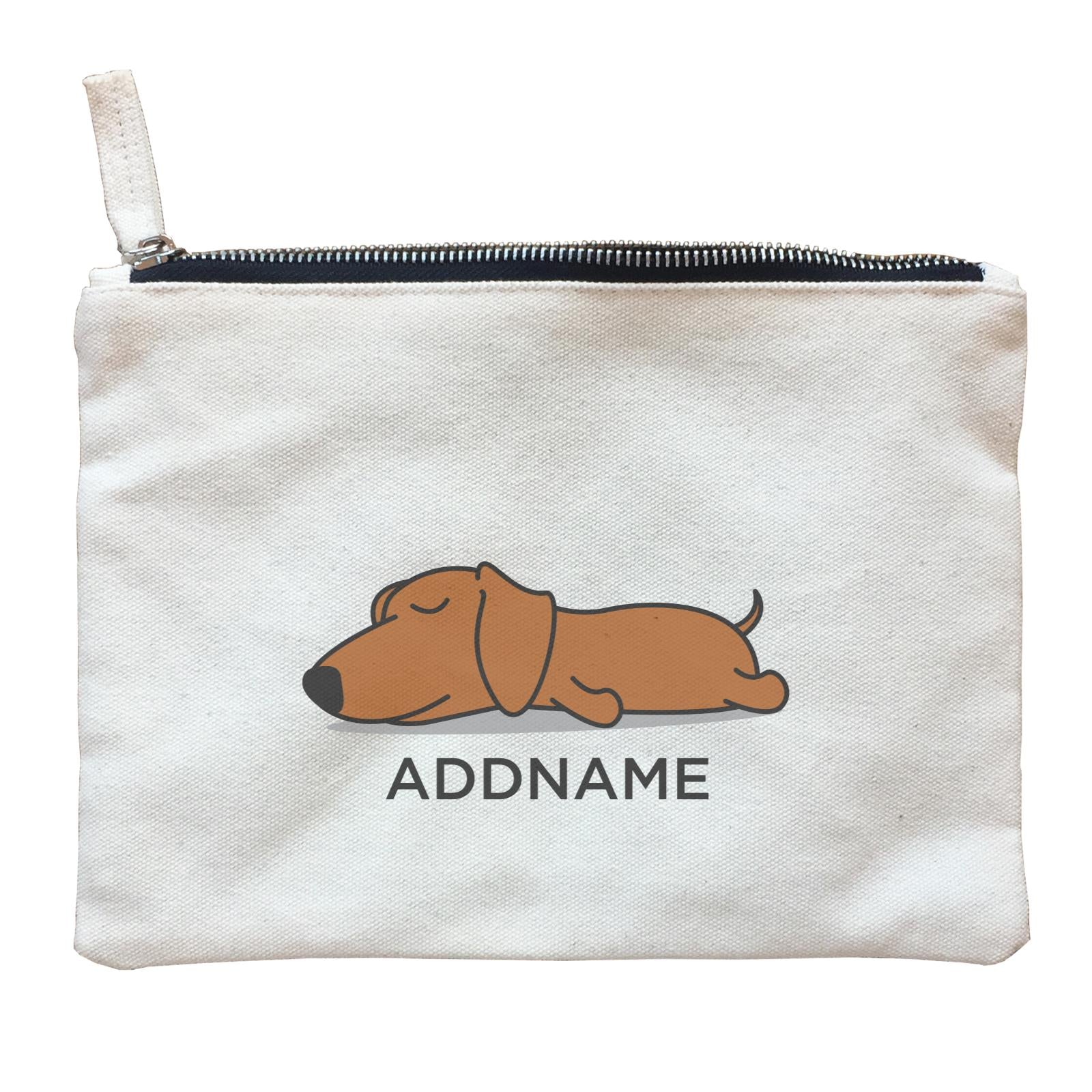 Lazy Daschund Dog Addname Zipper Pouch