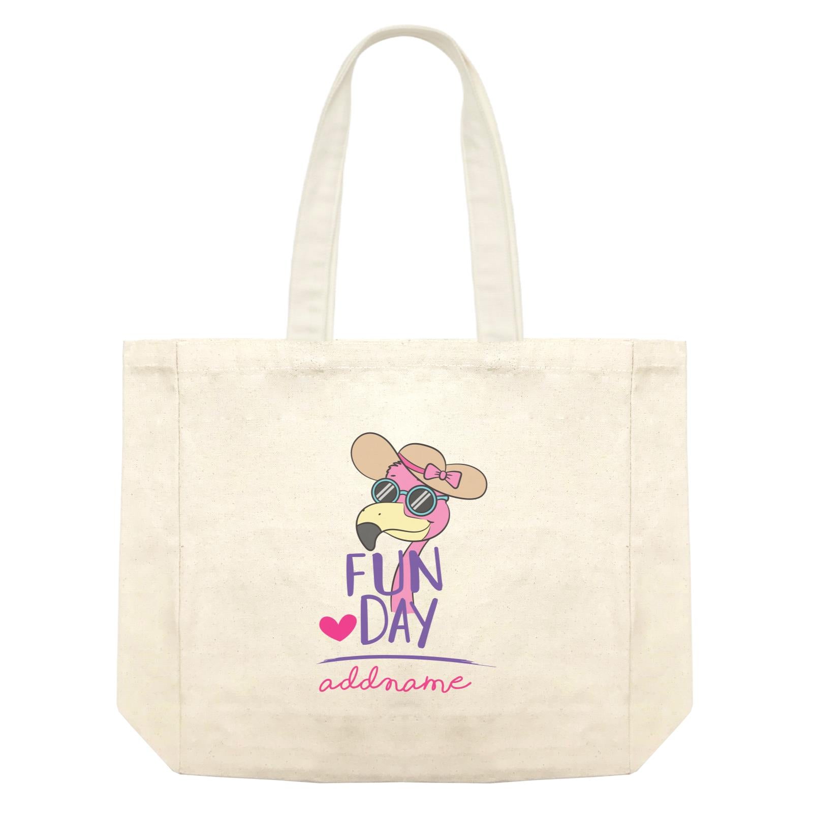 Cool Cute Animals Flamingo Fun Day Addname Shopping Bag