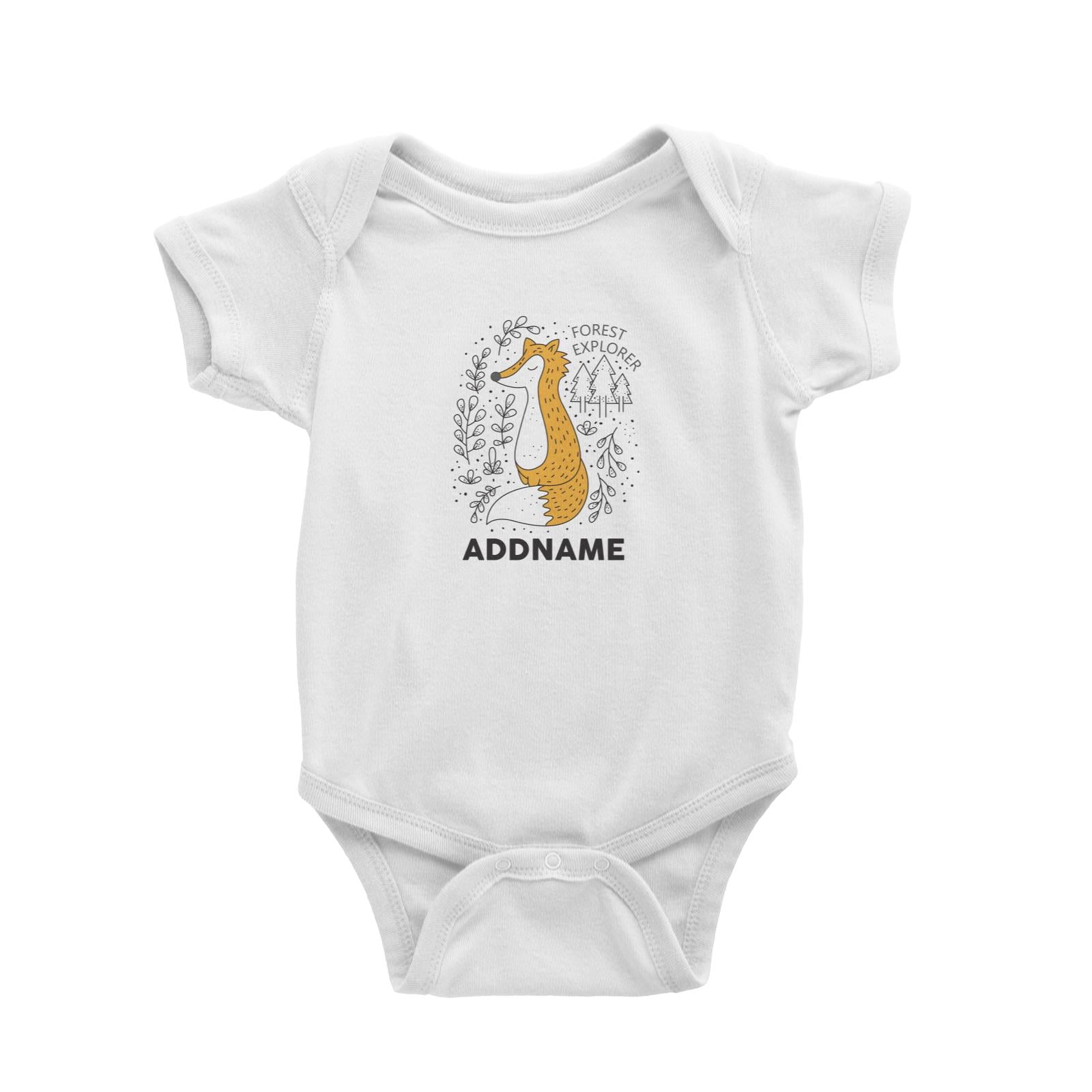 Cool Cute Animals Fox Forest Explorer Addname Baby Romper