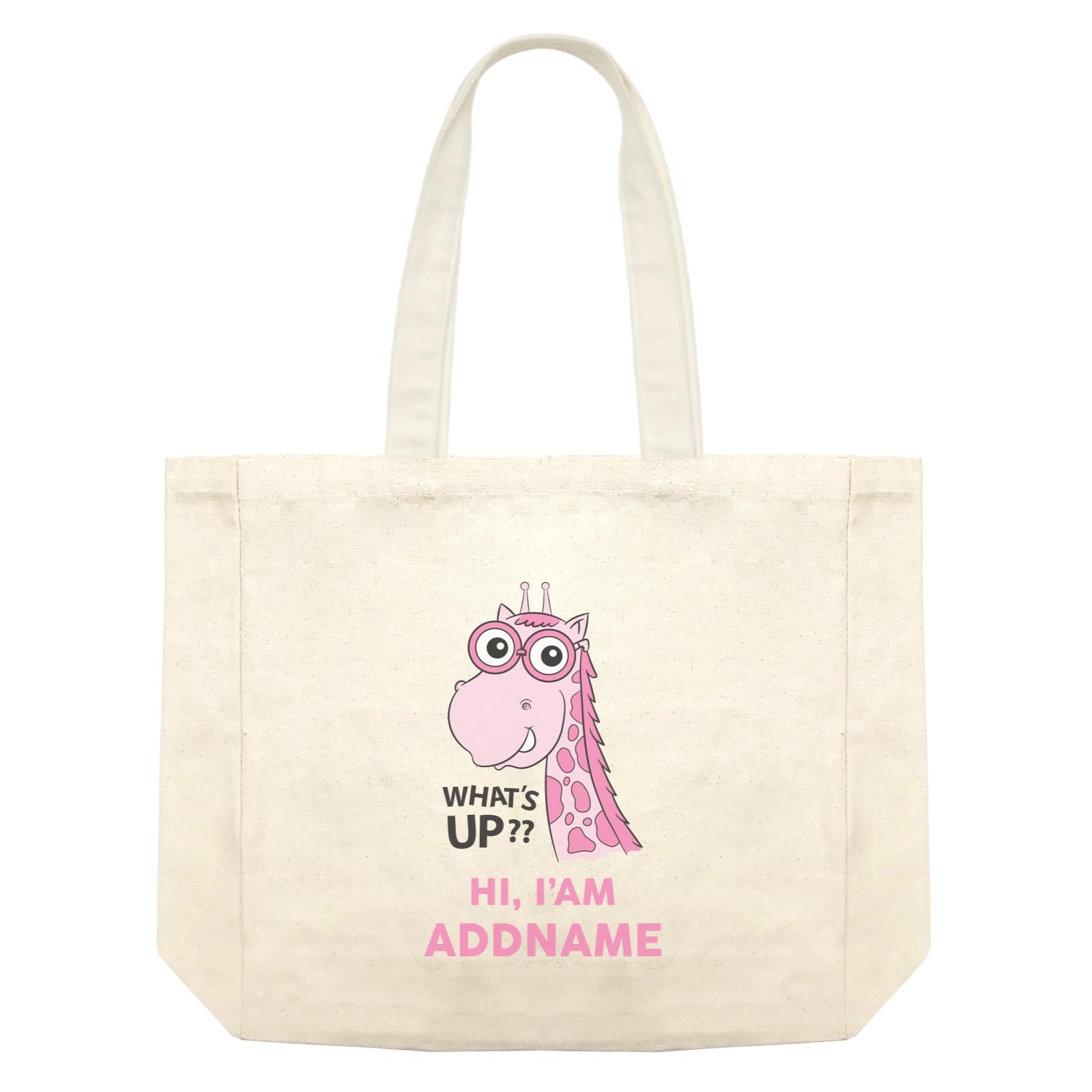 Cool Cute Animals Giraffe What's Up Hi I'am Addname Shopping Bag