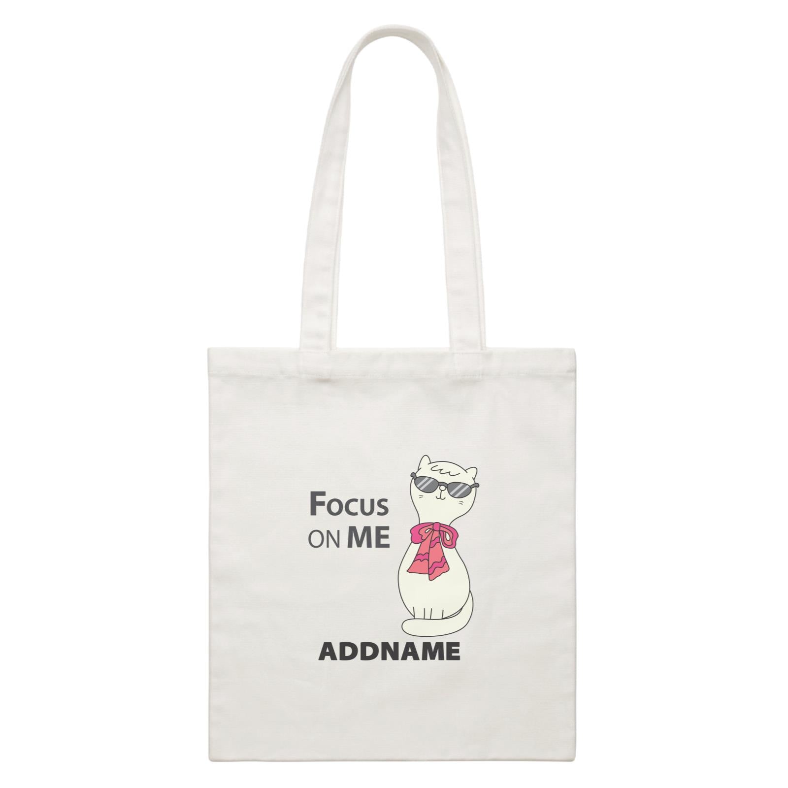 Cool Cute Animals Cats Focus On Me Addname White Canvas Bag