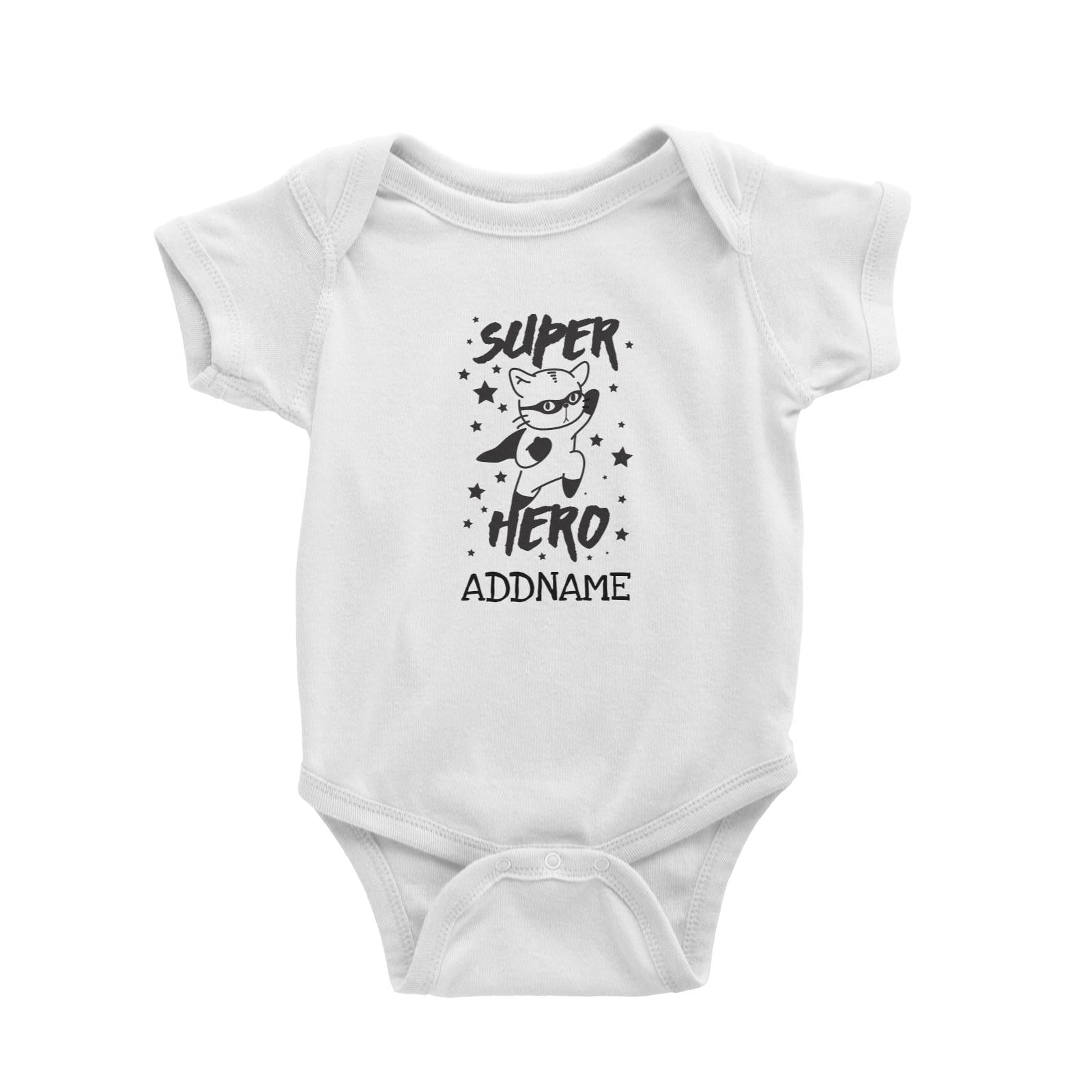 Super Hero Cat Addname Baby Romper