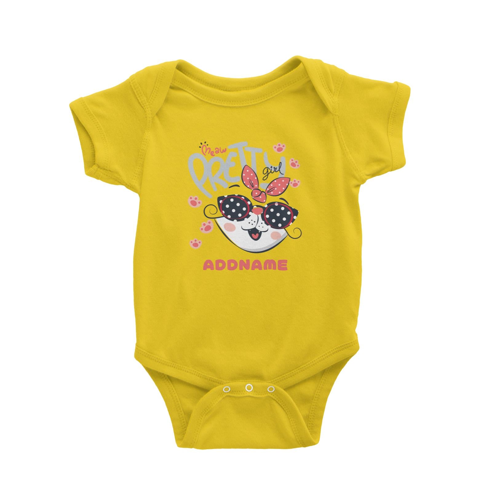 Meaw Pretty Girl Cat Addname Baby Romper