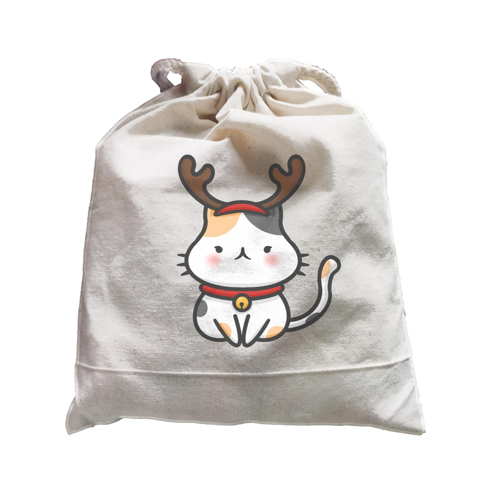 Xmas Cute Cat With Reindeer Antlers Satchel