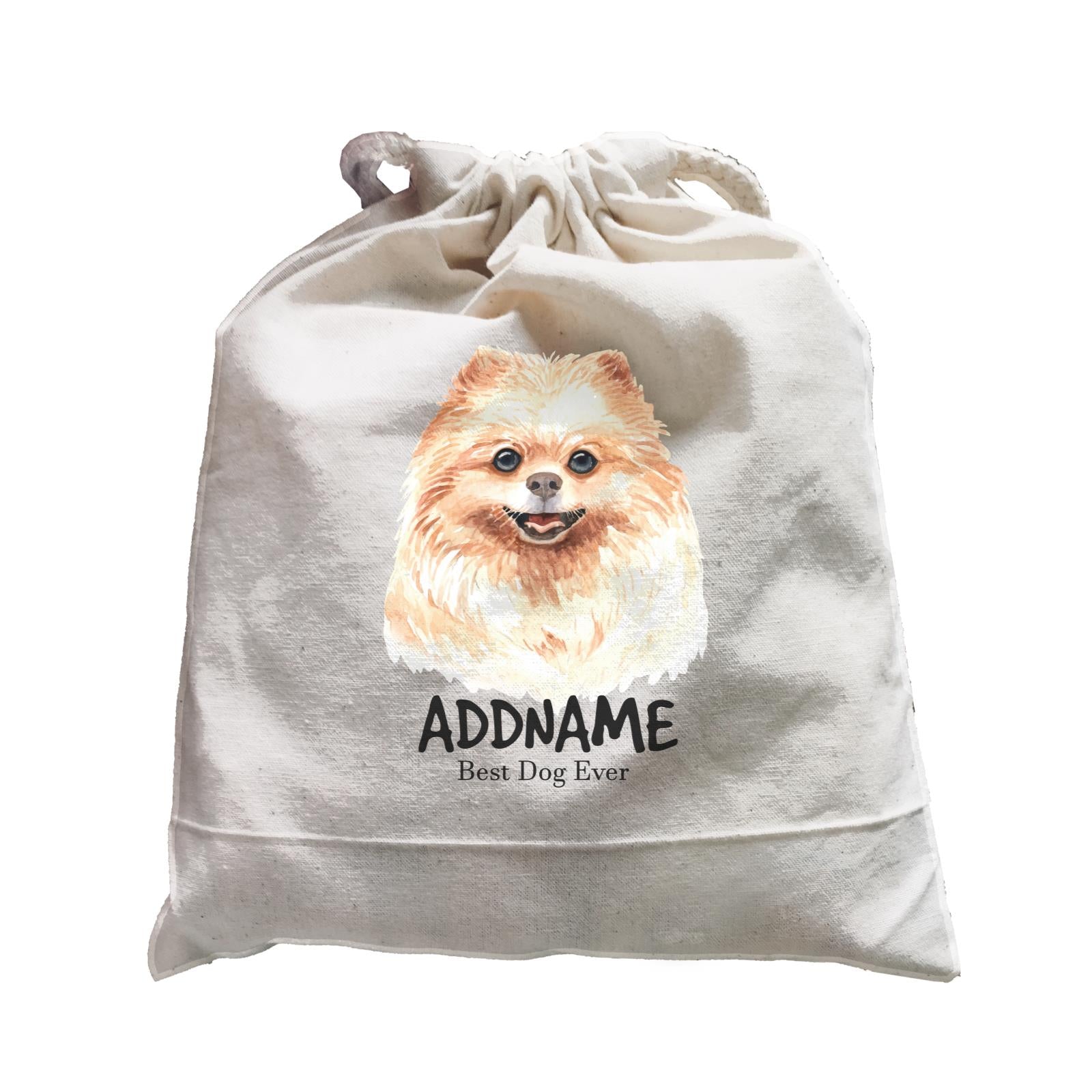 Watercolor Dog Pomeranian Best Dog Ever Addname Satchel