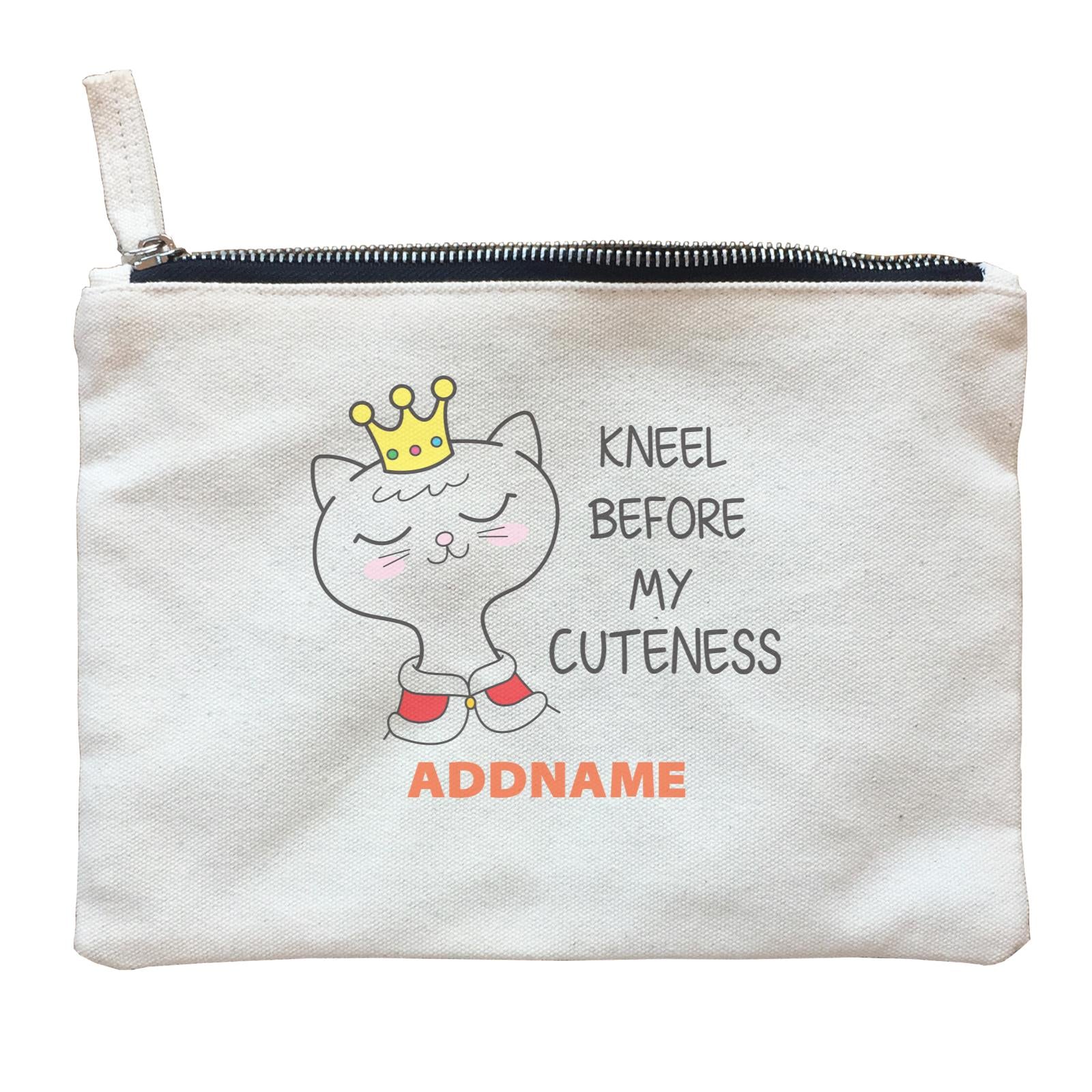 Cool Cute Animals Cats Kneel Before My Cuteness Addname Zipper Pouch