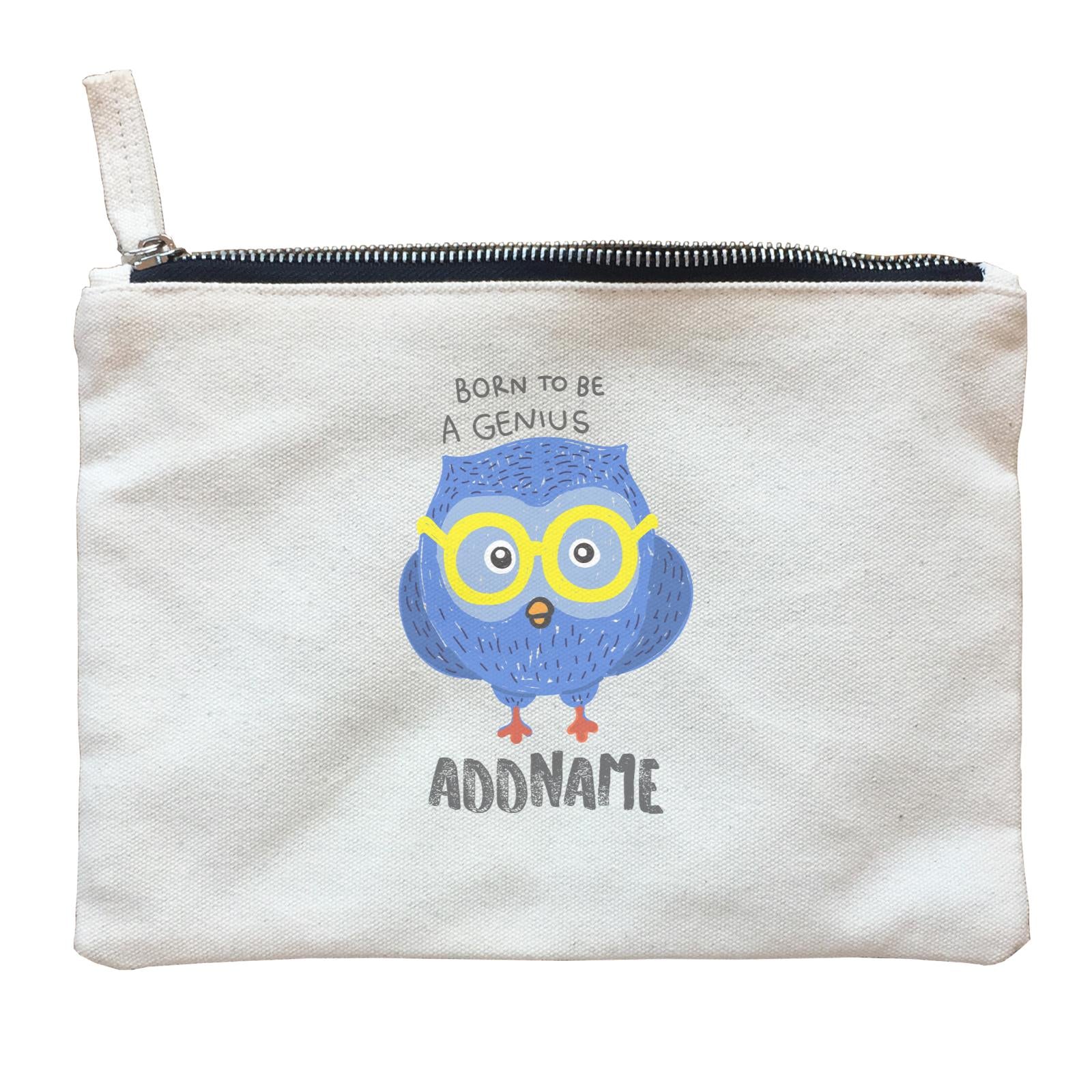 Cool Cute Animals Owl Born To Be A Genius Addname Zipper Pouch