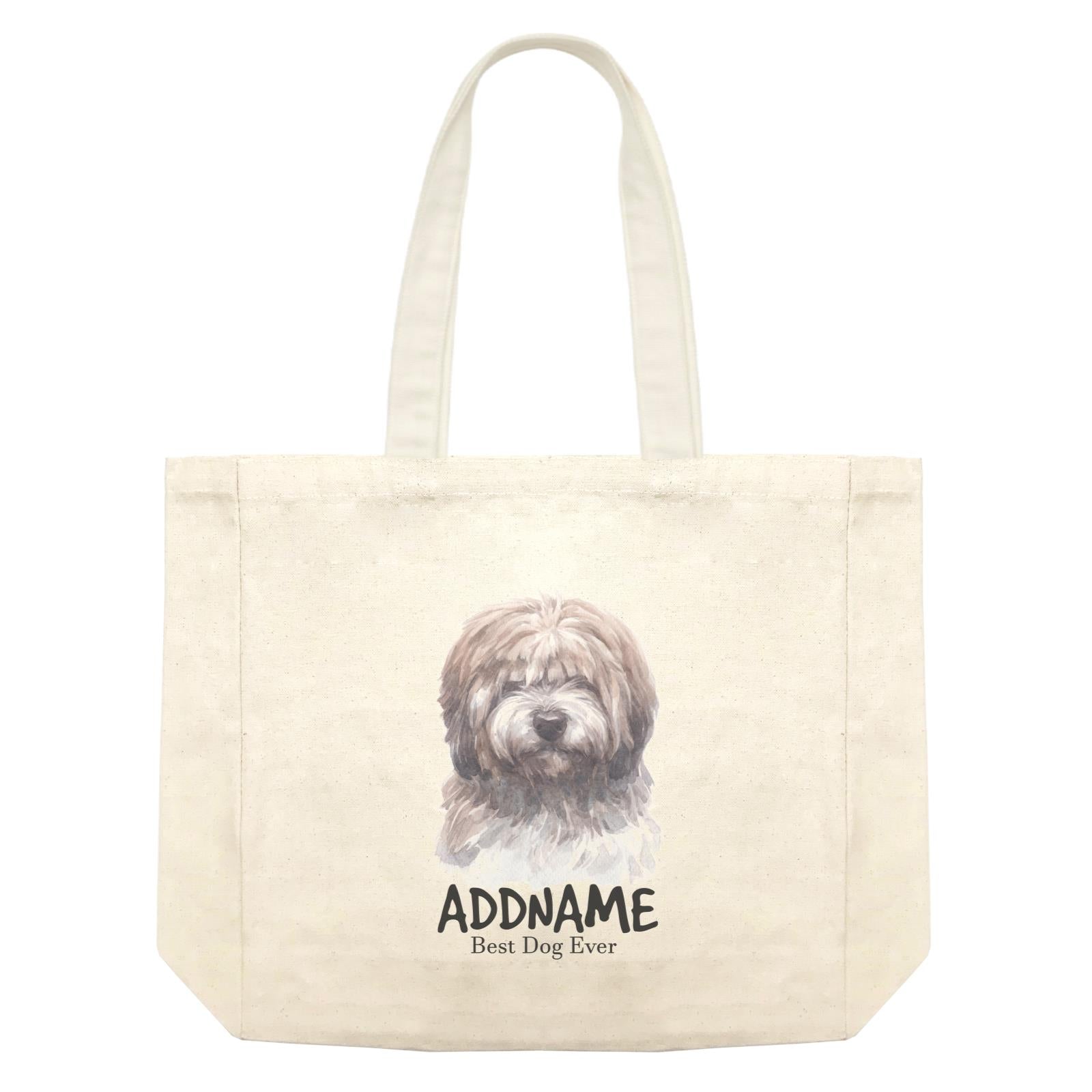 Watercolor Dog Tibetan Best Dog Ever Addname Shopping Bag