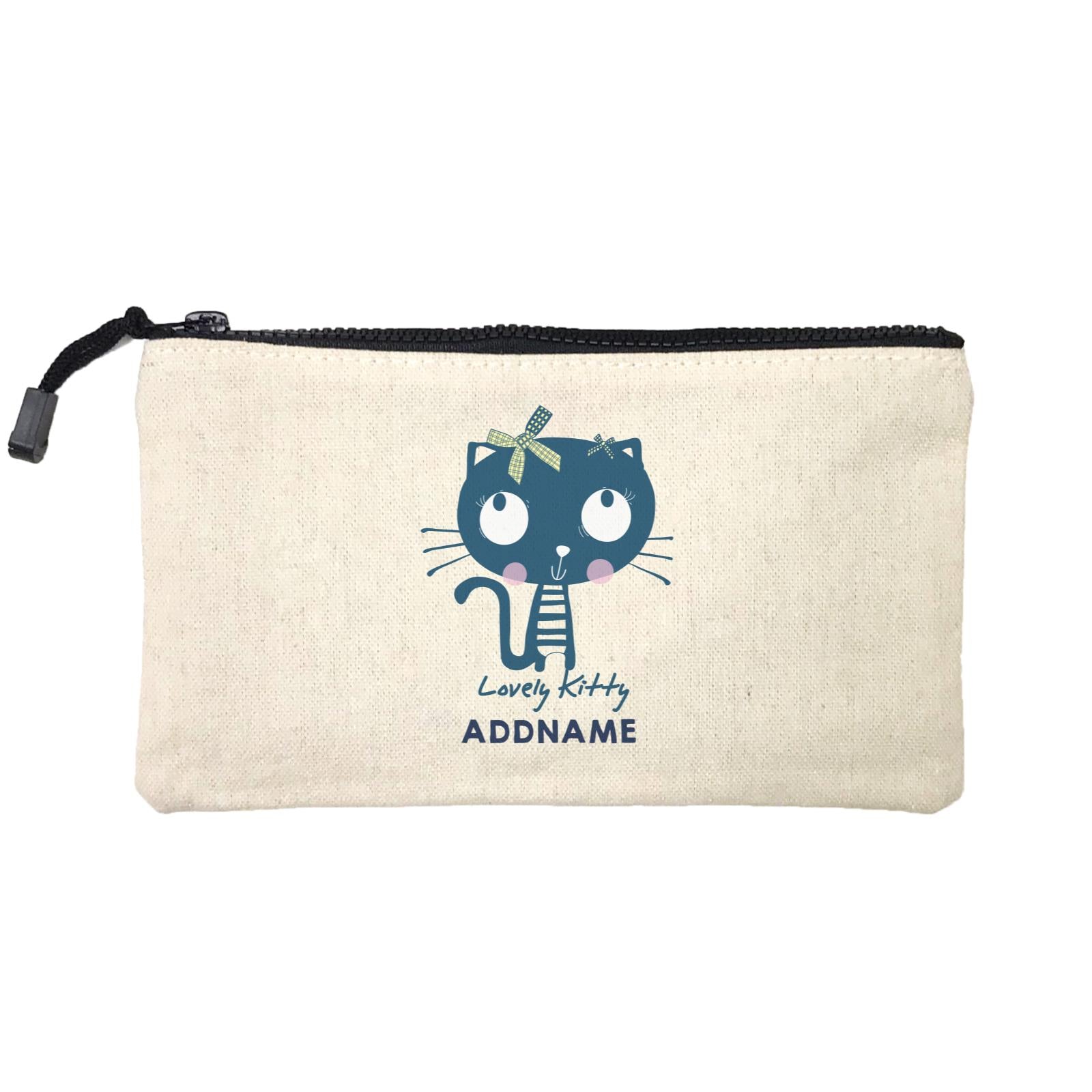 Cool Vibrant Series Lovely Blue Kitty Addname Mini Accessories Stationery Pouch