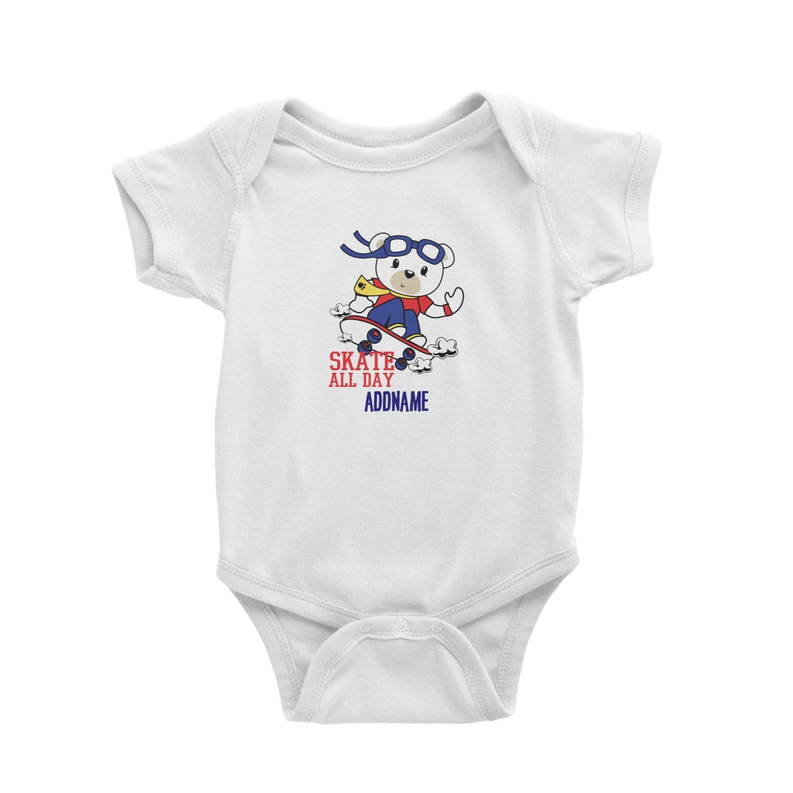 Cool Vibrant Series Bear Skate All Day Addname Baby Romper