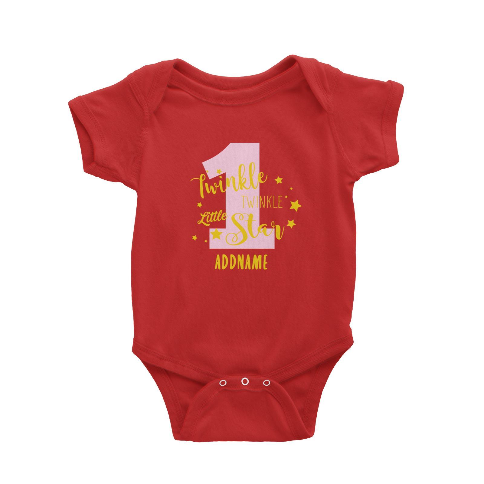 Twinkle Little Star with Pink One Addname Baby Romper Personalizable Designs Basic Newborn