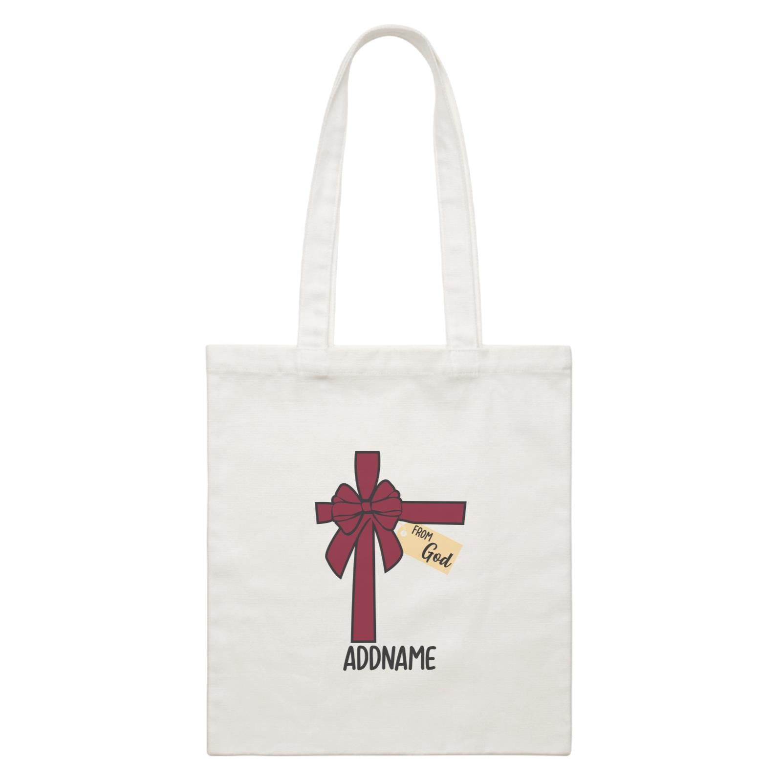 Xmas Gift Ribbon From God Canvas Bag