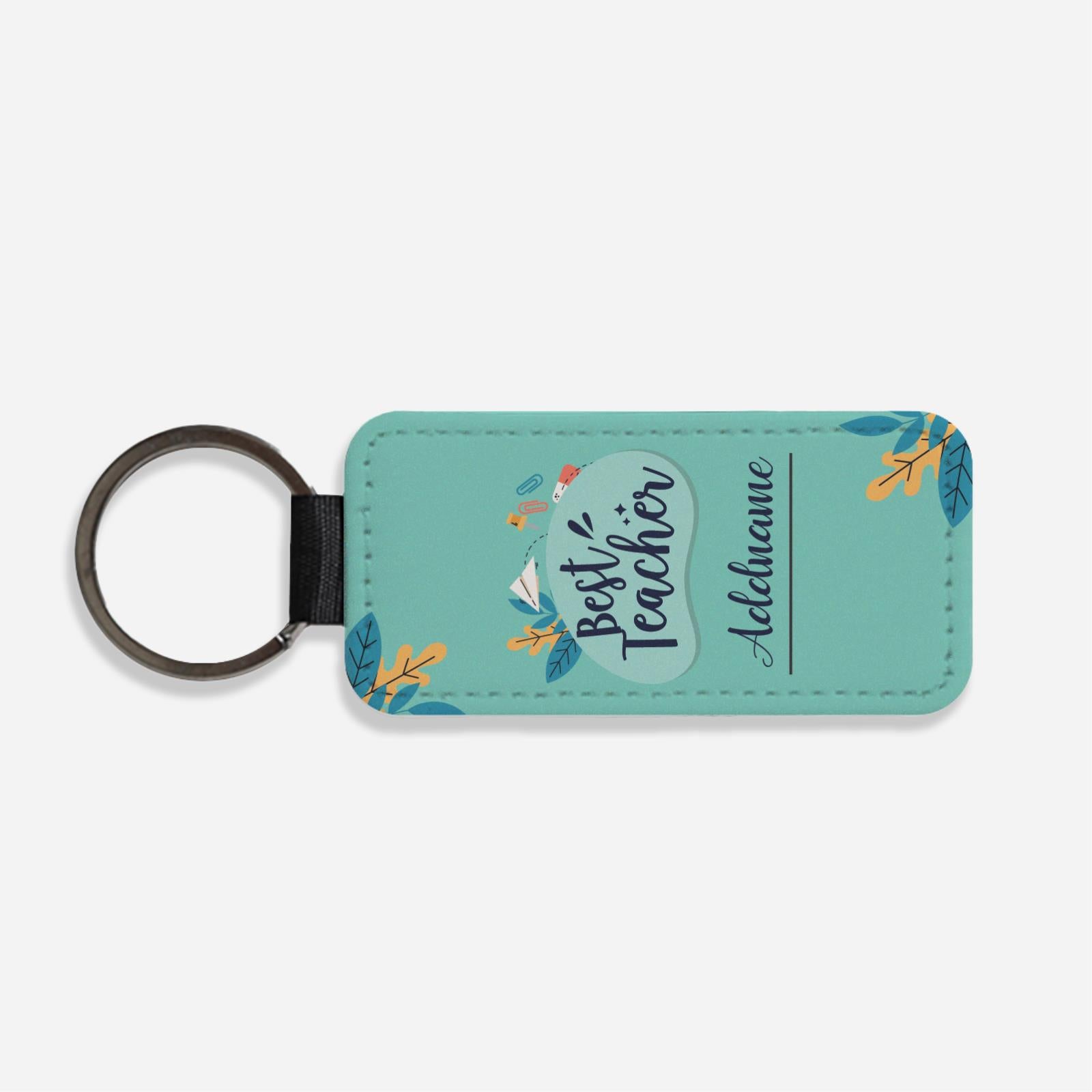 Turquoise Best Teacher With Floral Elements Classic Keychain