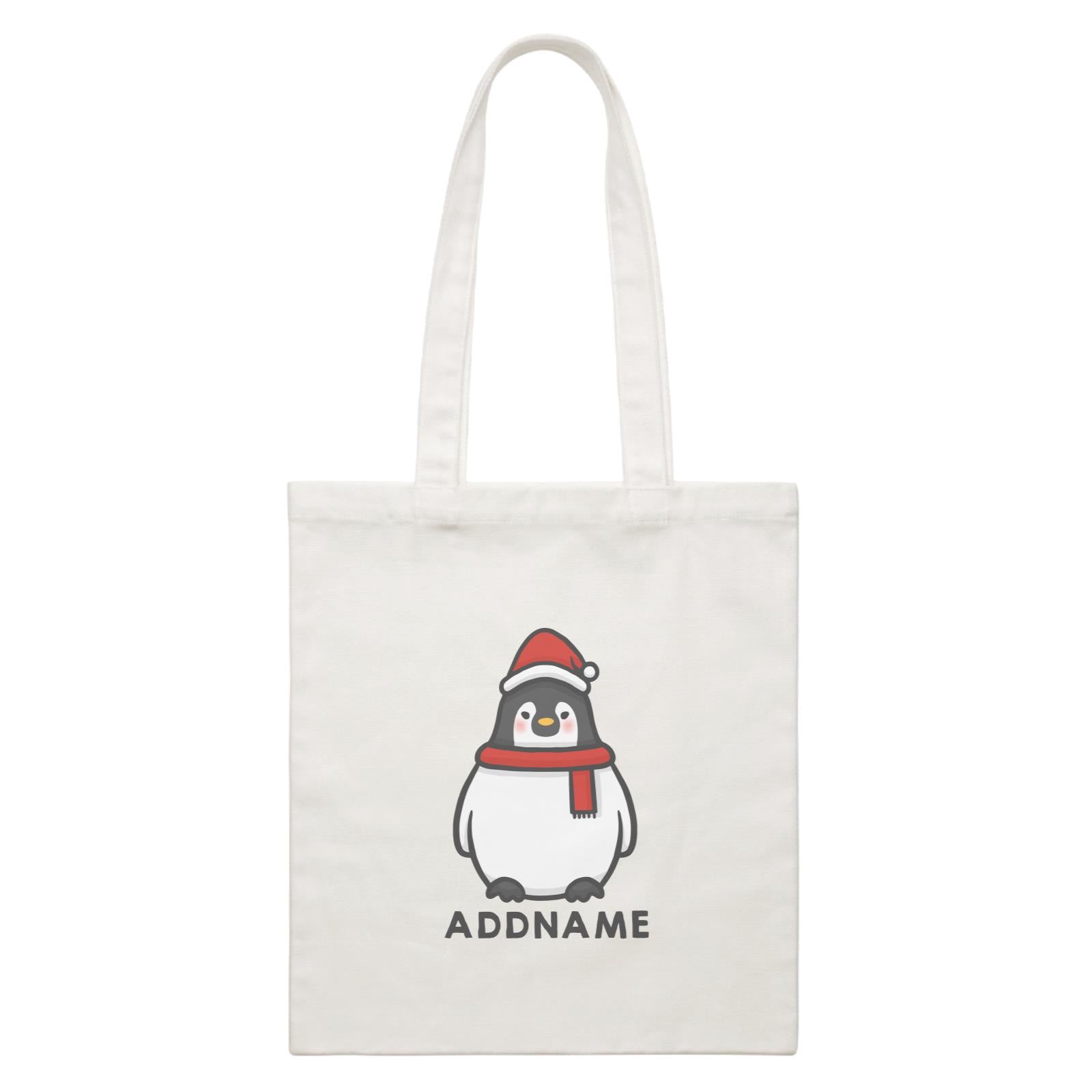 Xmas Cute Pengiun Christmas Hat Addname Accessories Canvas Bag