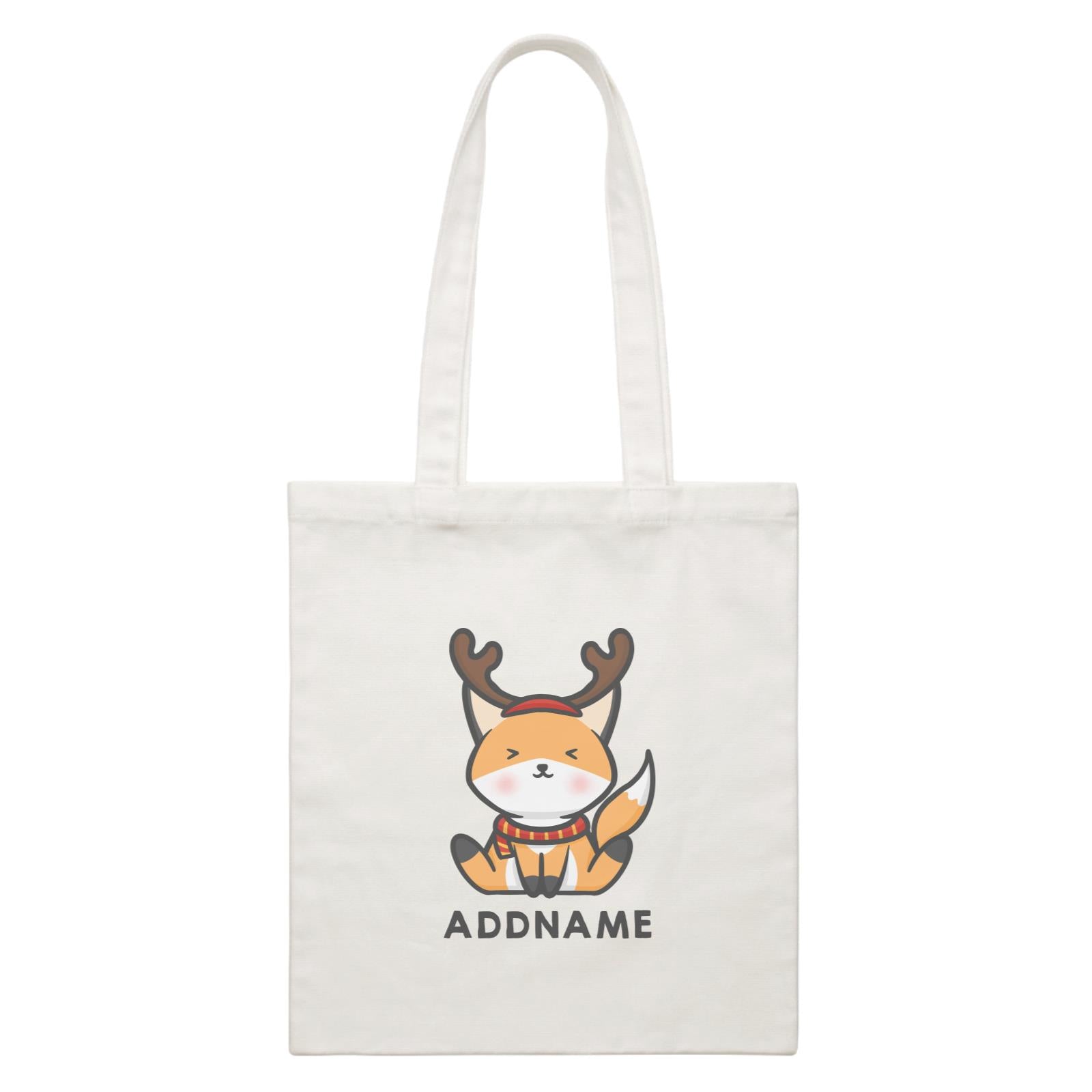 Xmas Cute Fox With Reindeer Antlers Addname Accessories Canvas Bag