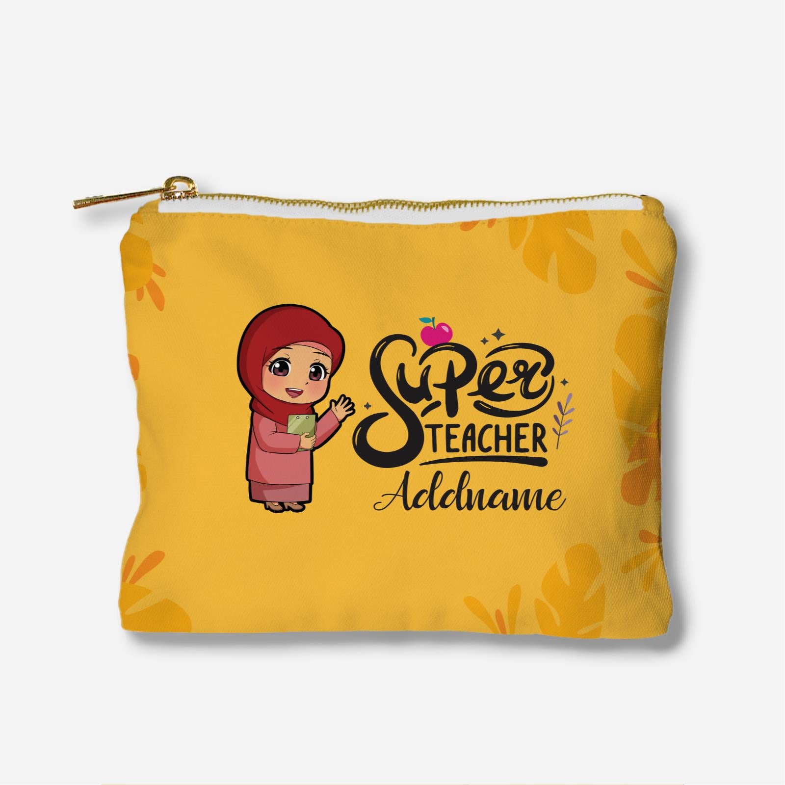 Chibi Super Teacher Malay Female Teacher Full Print Zipper Pouch