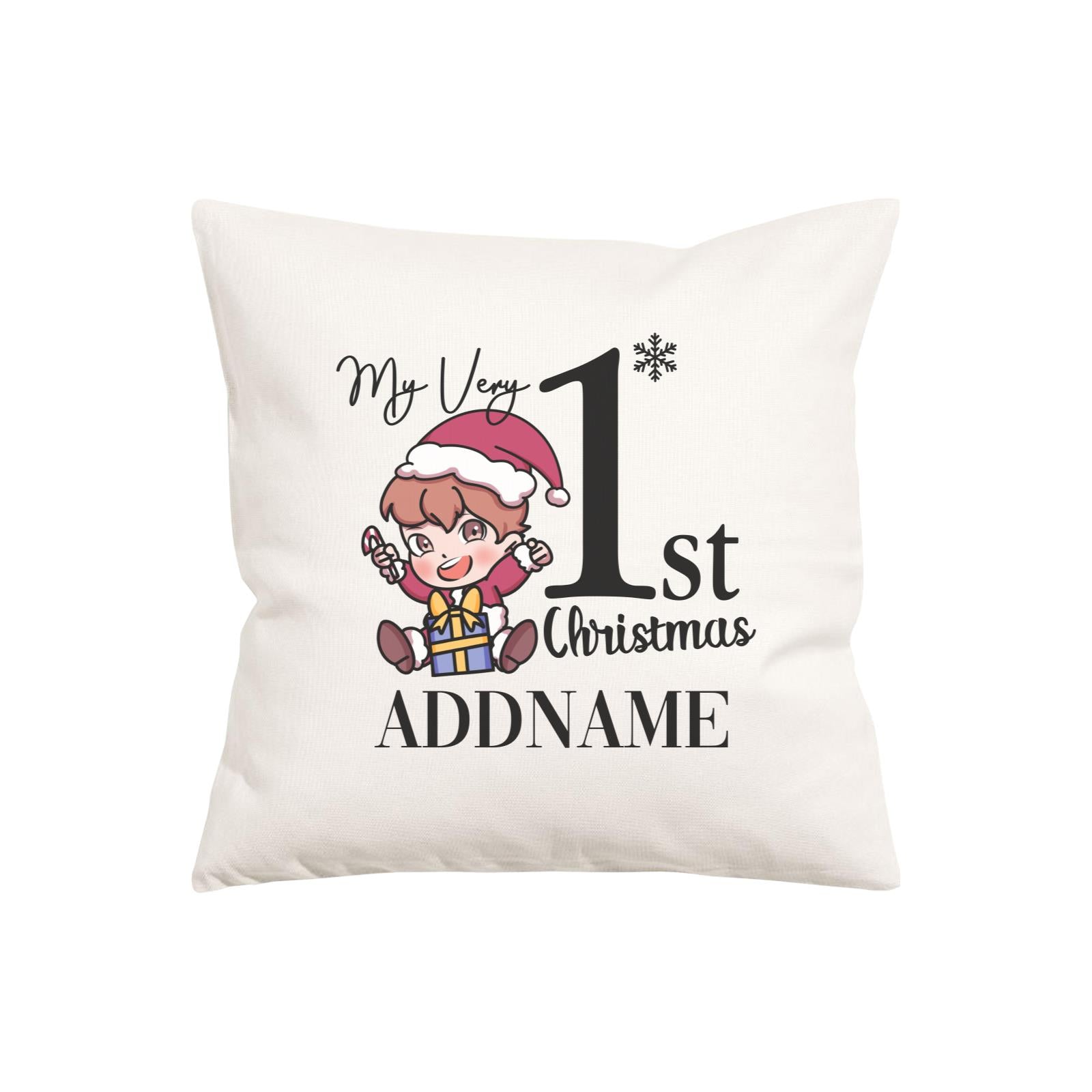 Xmas Christmas Chibi Family My Very 1st Christmas Happy Baby Boy Pillow Pillow Cushion