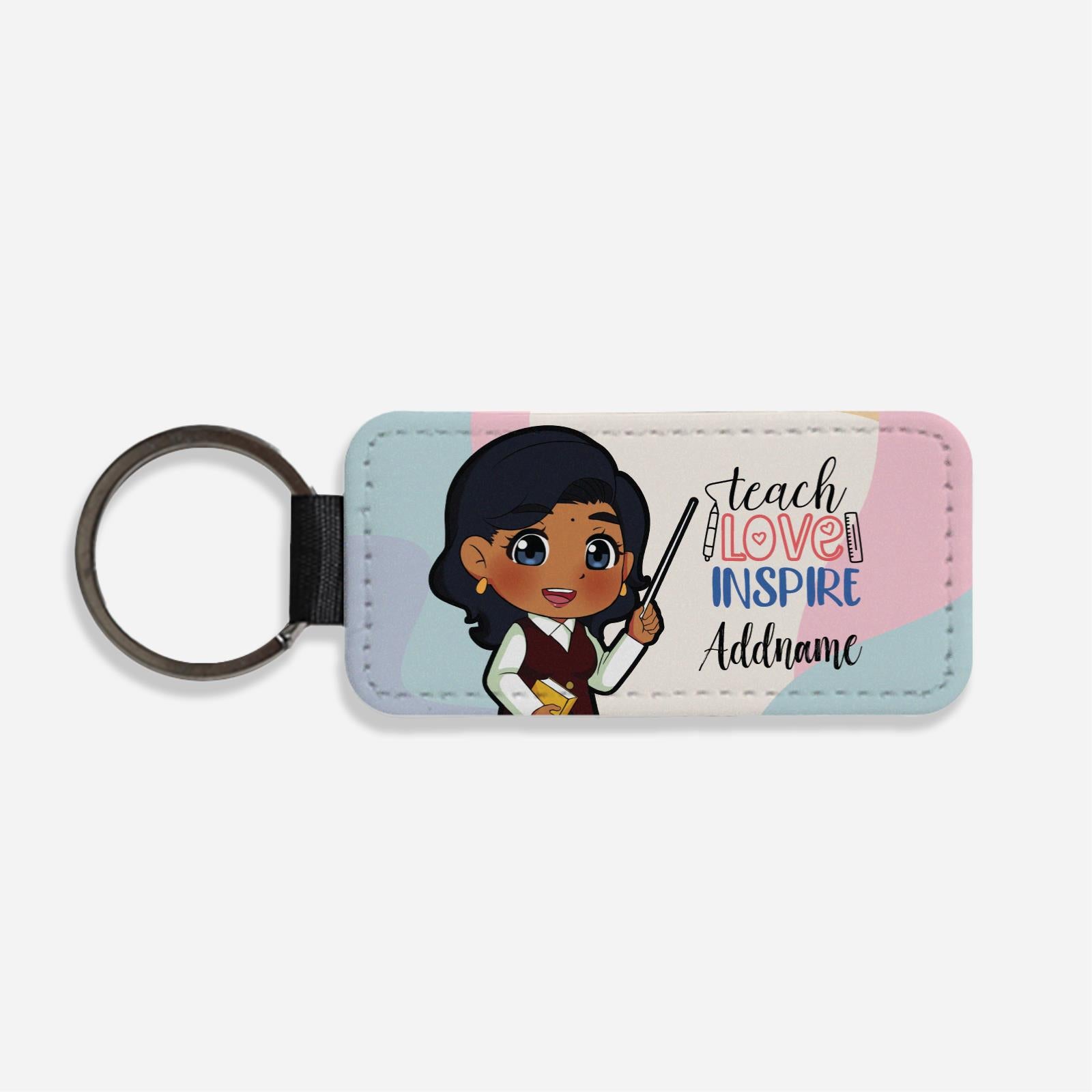 Teach Love Inspire With Chibi Indian Female Teacher Classic Keychain