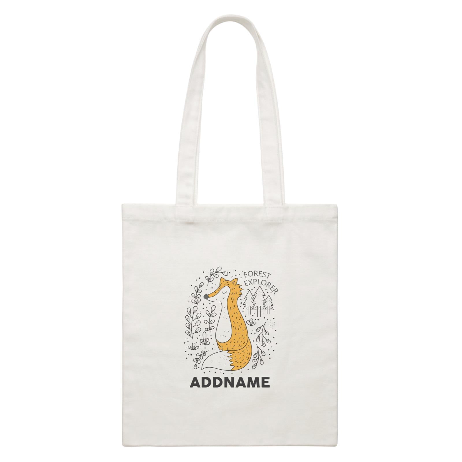 Cool Cute Animals Fox Forest Explorer Addname White Canvas Bag