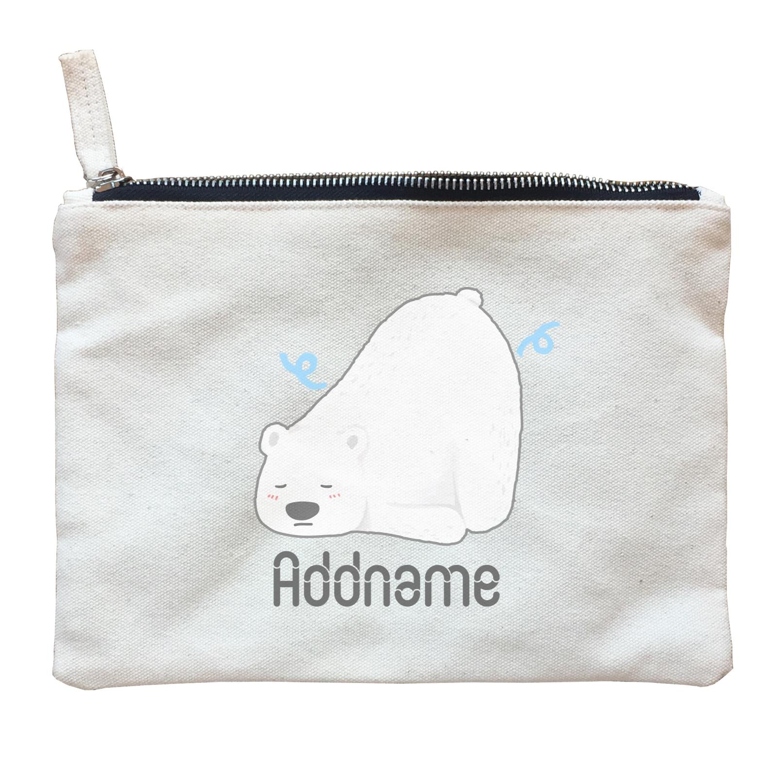 Cute Hand Drawn Style Polar Bear Addname Zipper Pouch