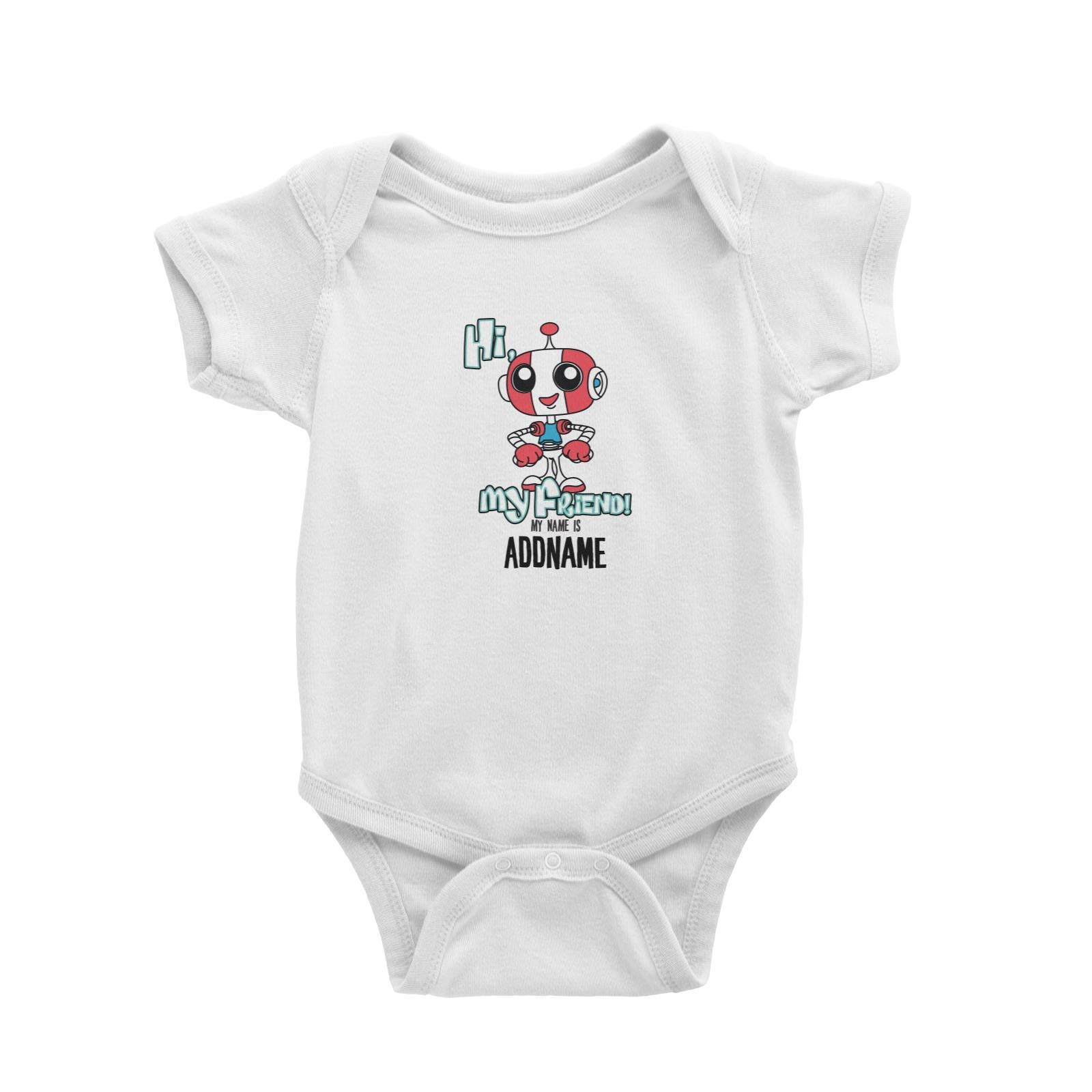 Cool Vibrant Series Robot Hi My Name is Addname Baby Romper