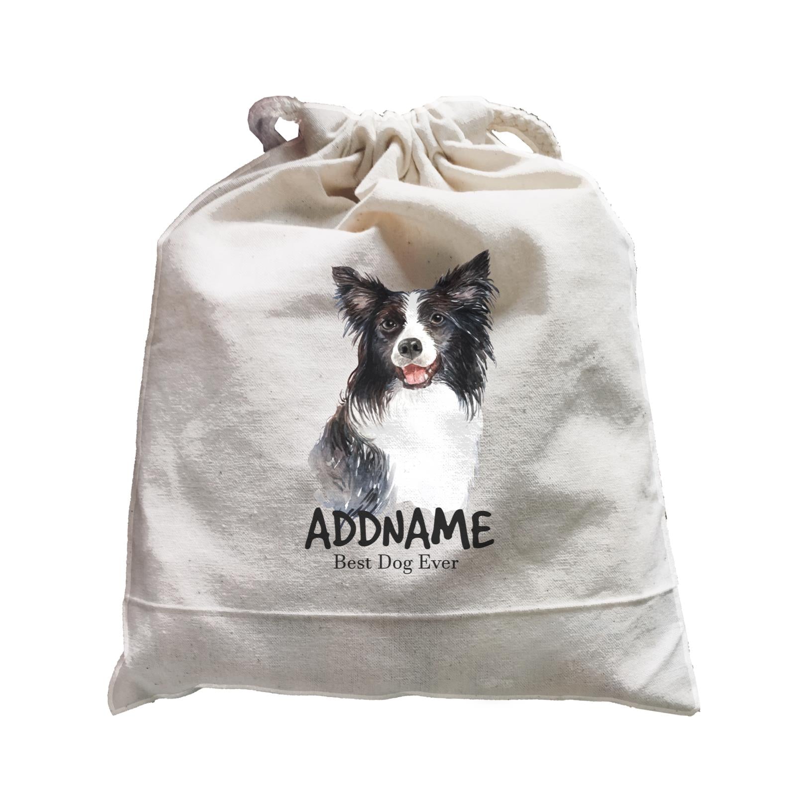 Watercolor Dog Border Collie Best Dog Ever Addname Satchel