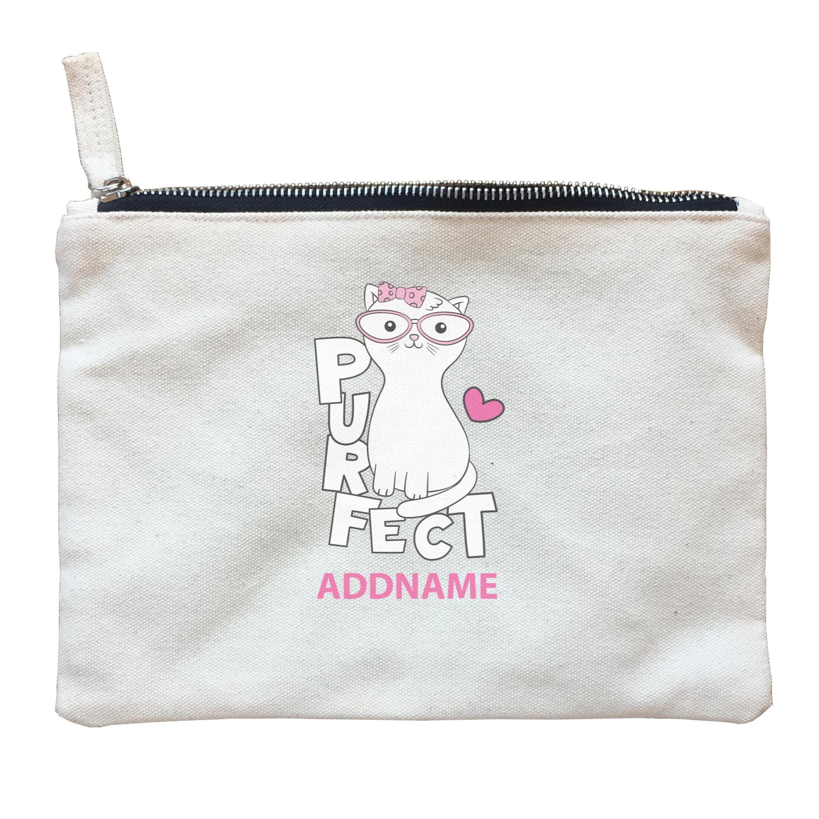 Cool Cute Animals Cats Purfect Cat With Glasses Addname Zipper Pouch