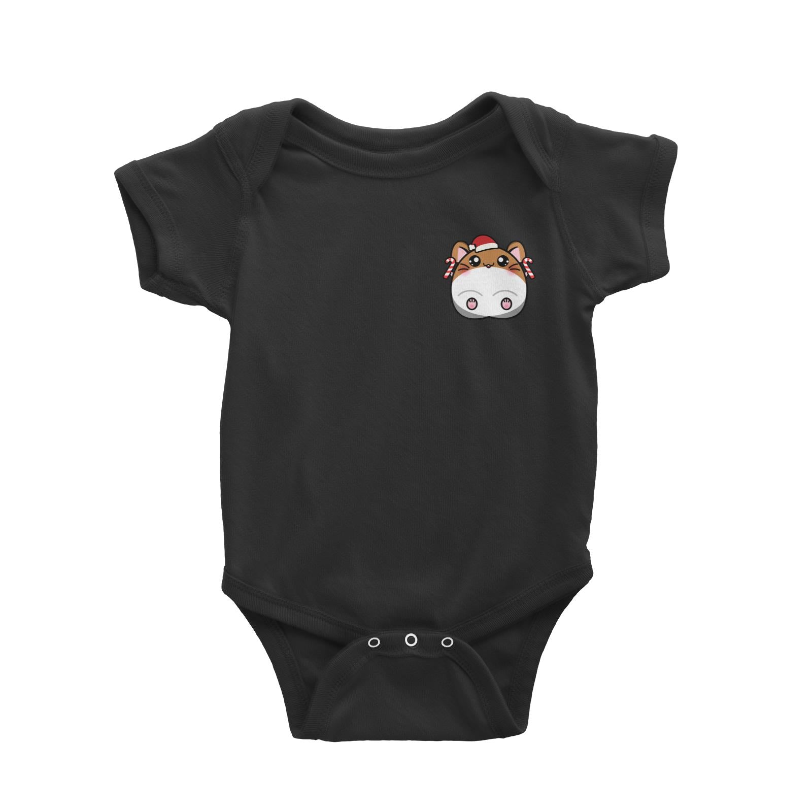 Christmas Cute Santa Hamster Series Santa Boy Hamster with Candy Cane Baby Romper