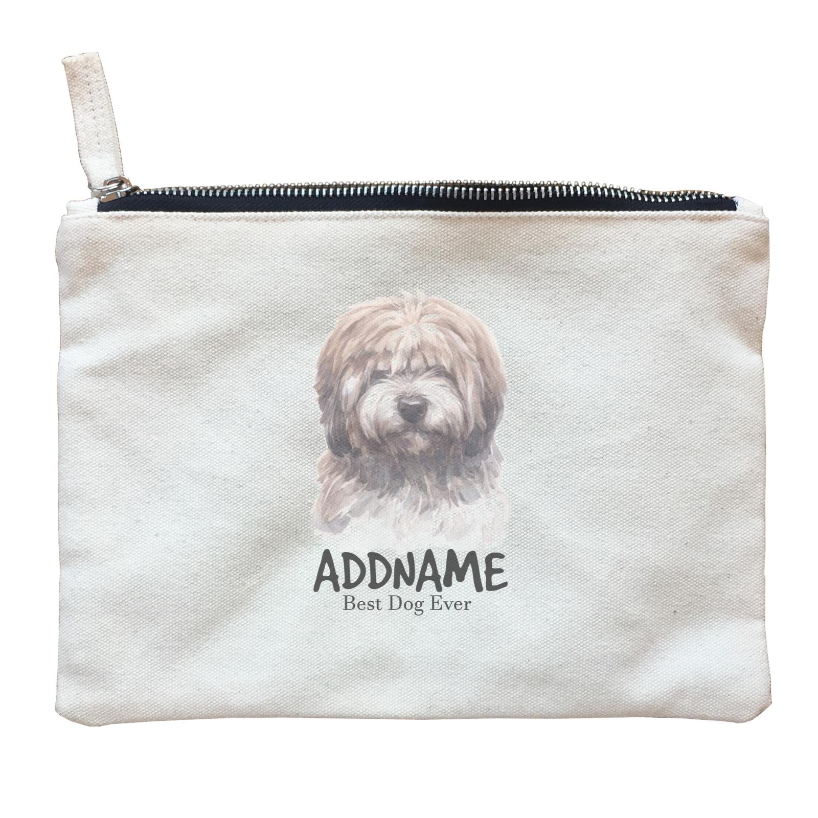 Watercolor Dog Tibetan Best Dog Ever Addname Zipper Pouch