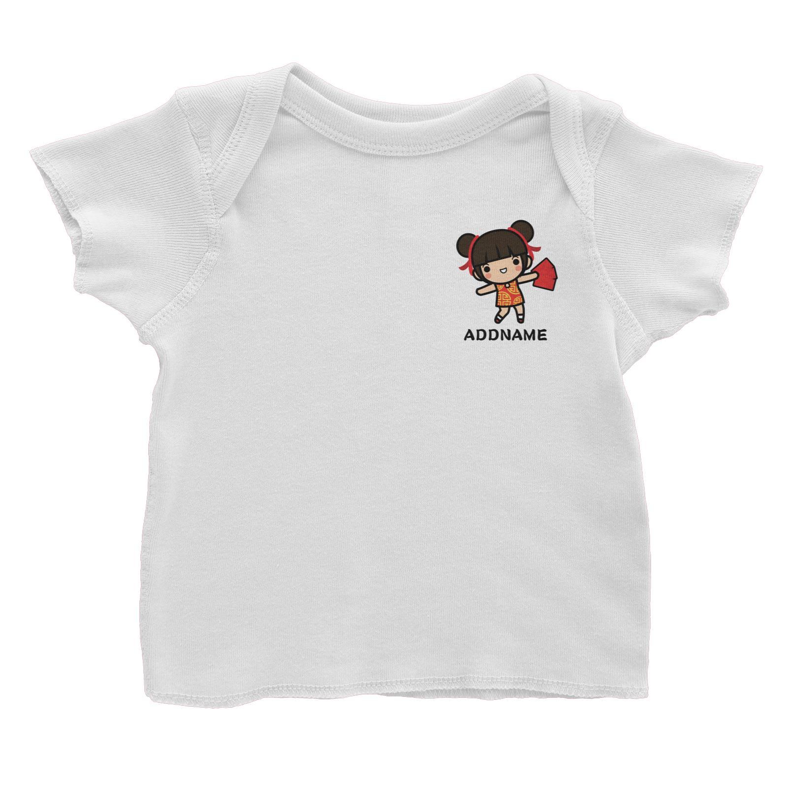 Prosperity CNY Girl with Red Packets Pocket Design Baby T-Shirt